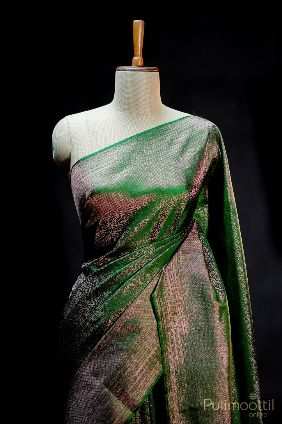 Indian Green Colour Pure Kanchipuram Silk Saree.
