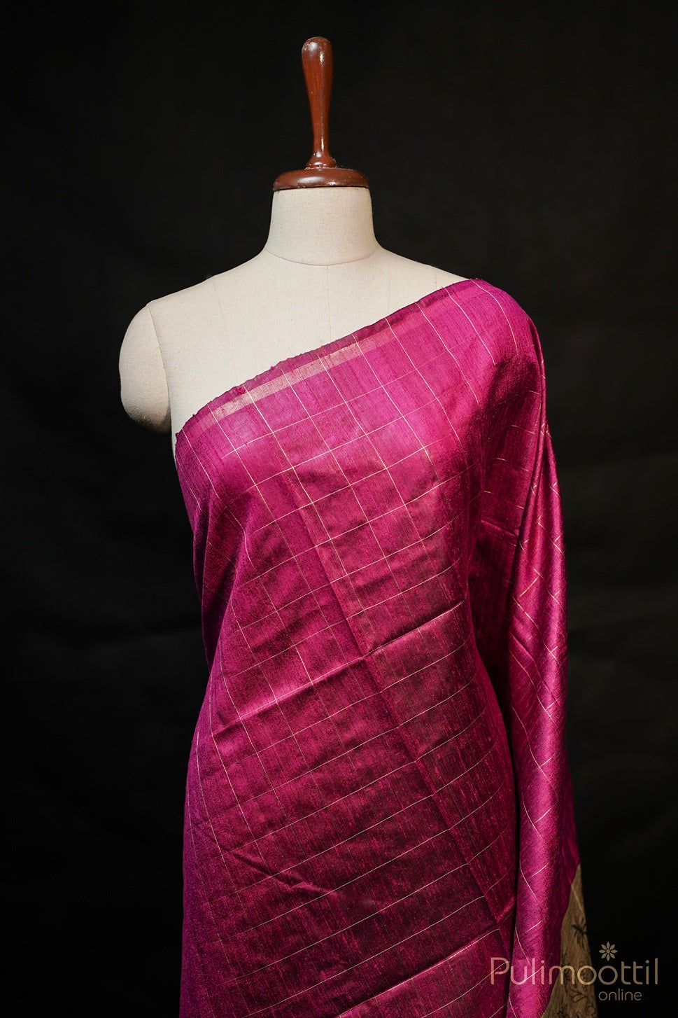 Dark Pink  Colour Jute Silk Saree.