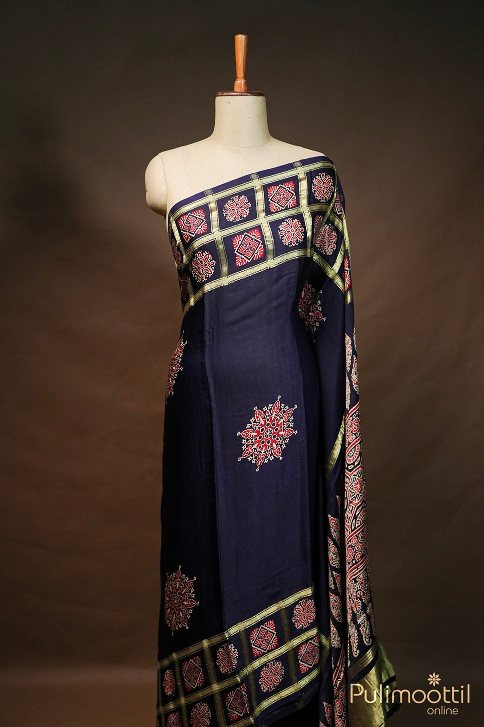 Dark Blue Colour Modal Silk Saree.