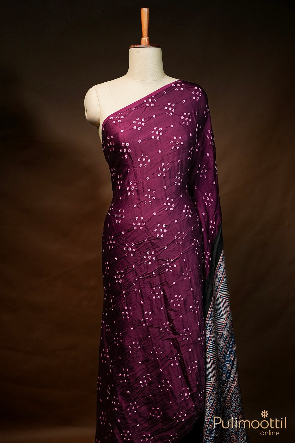 Wine Shade Modal Silk Chungidi Saree.