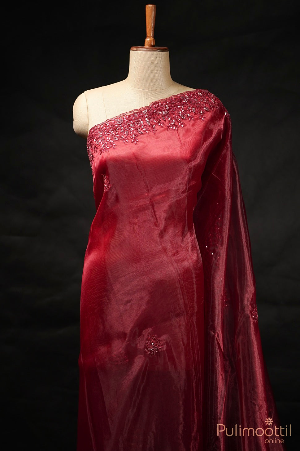 Maroon Colour Orgenza Silk Fancy Saree.