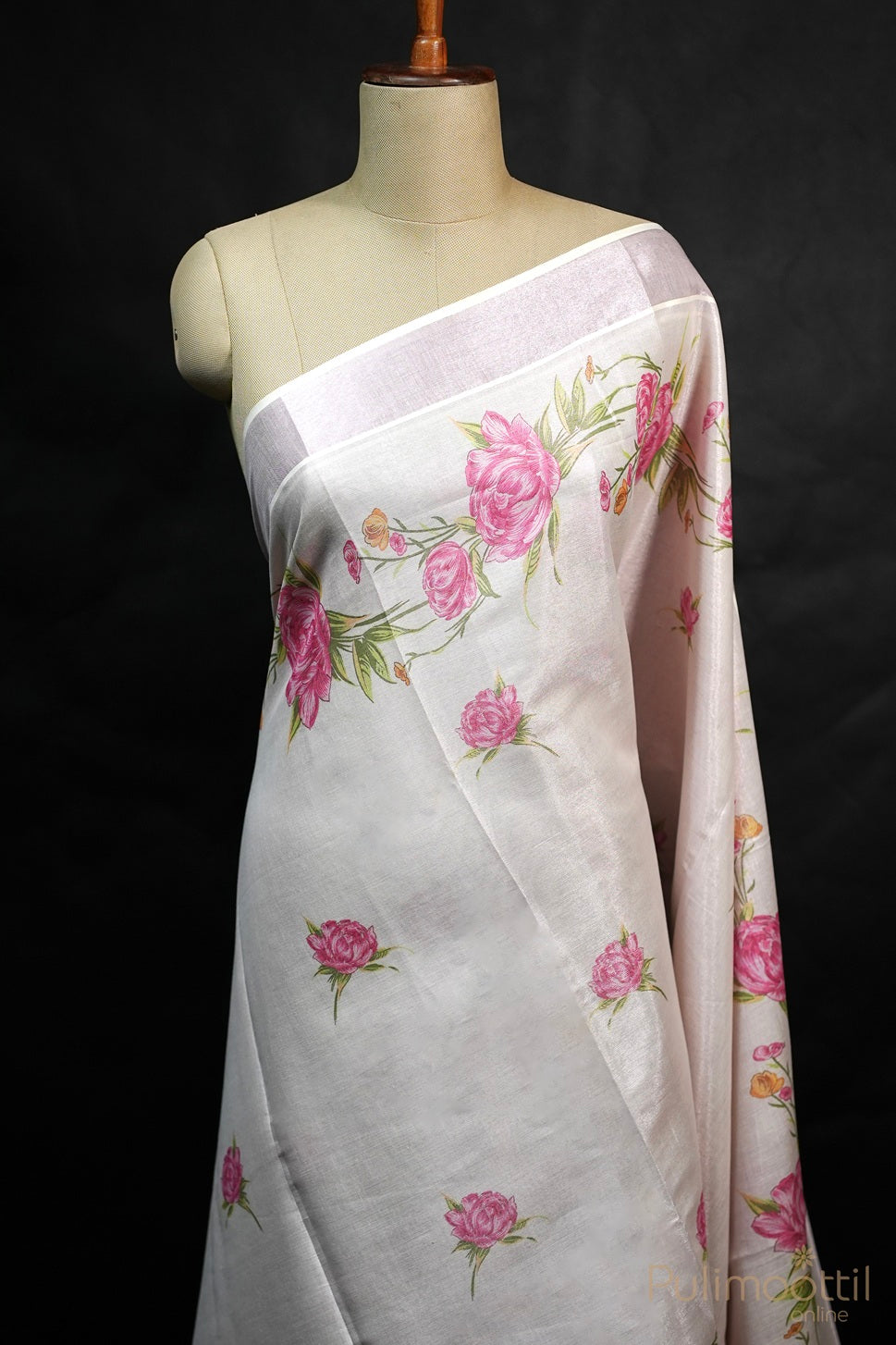 Silver Copper Mixed Tissue Set Saree.