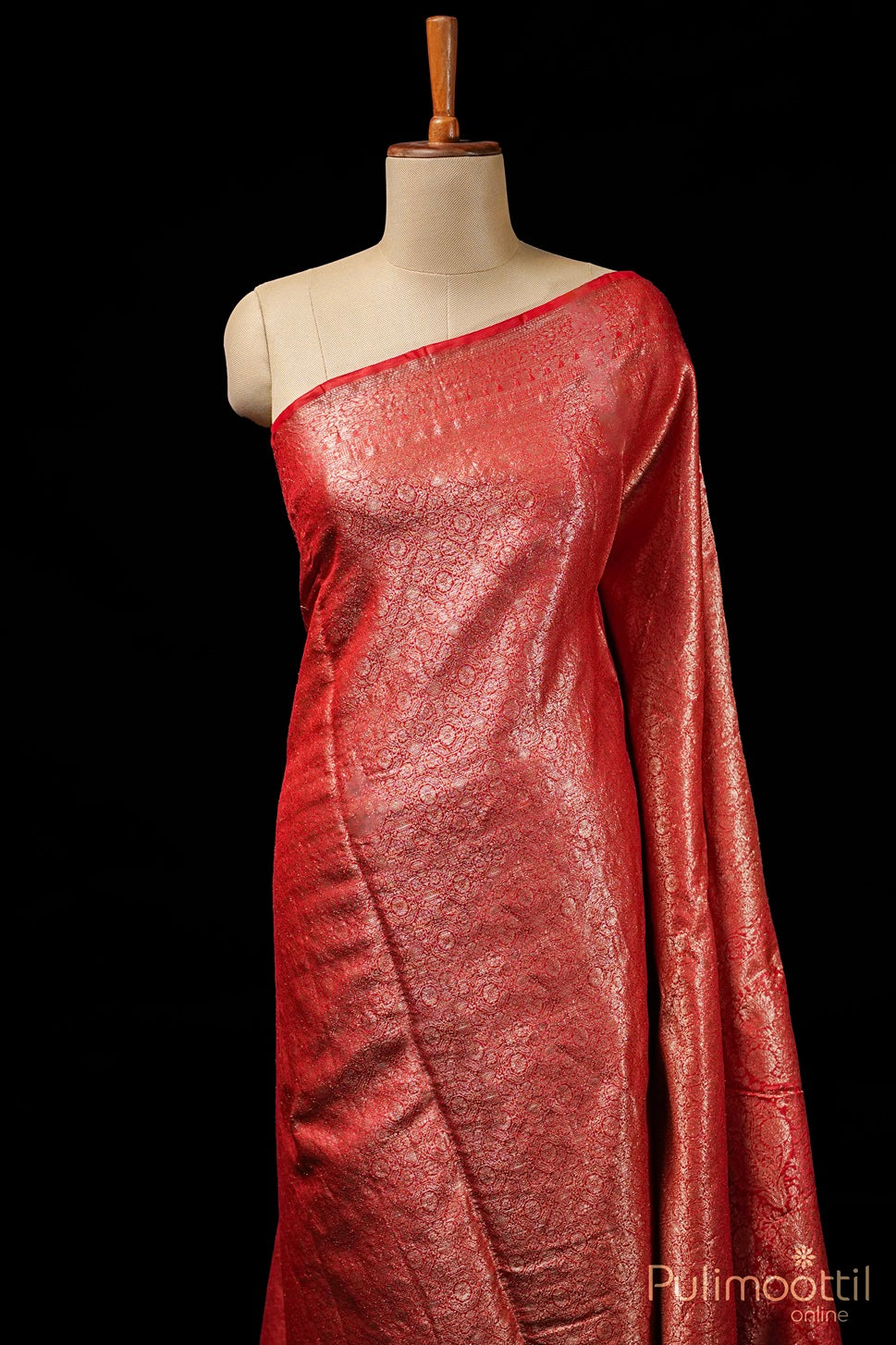 Red Colour Tussar Banarasi Saree.