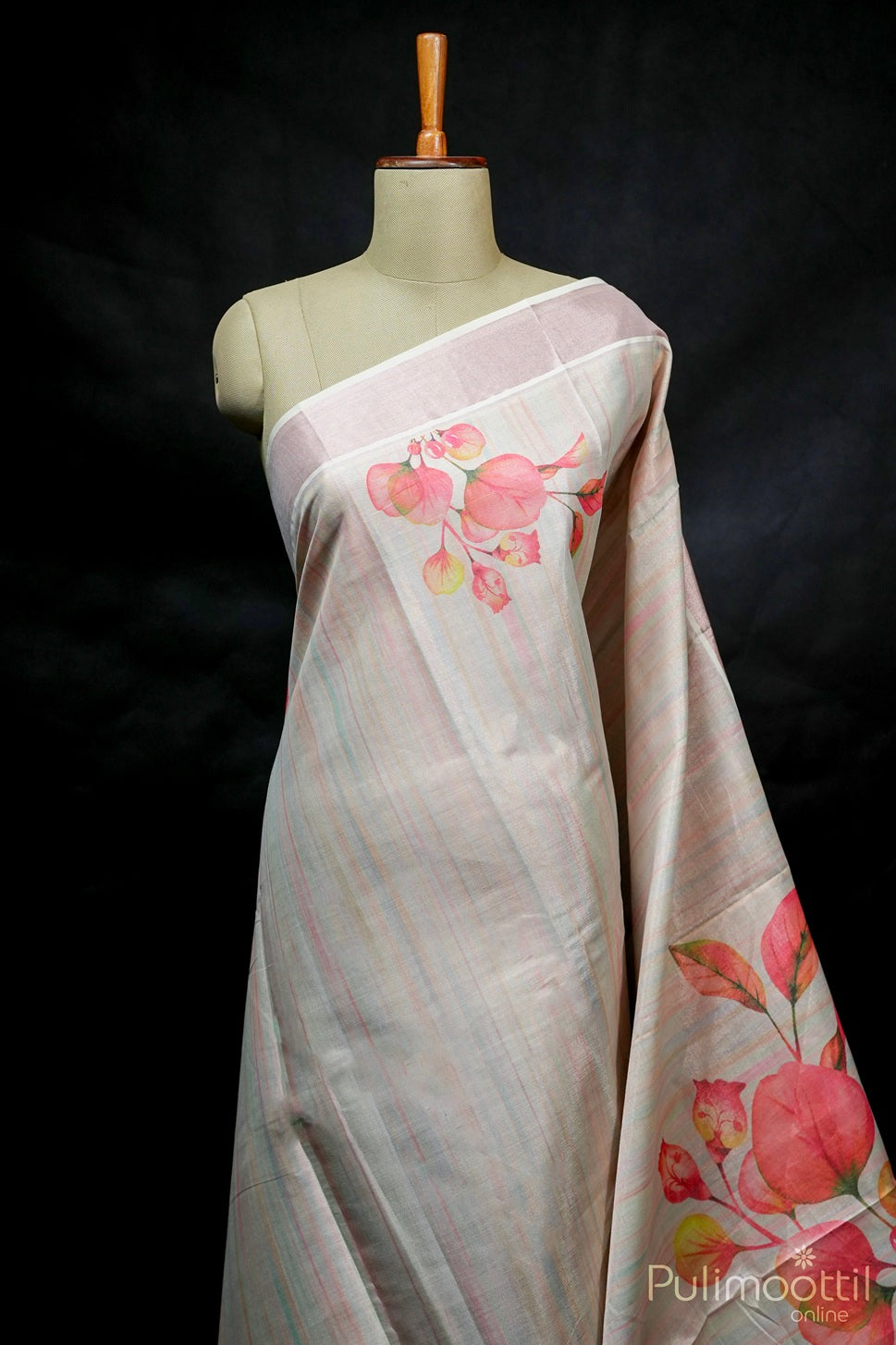 Kerala Tissue Rose Gold Digital Print Set Saree