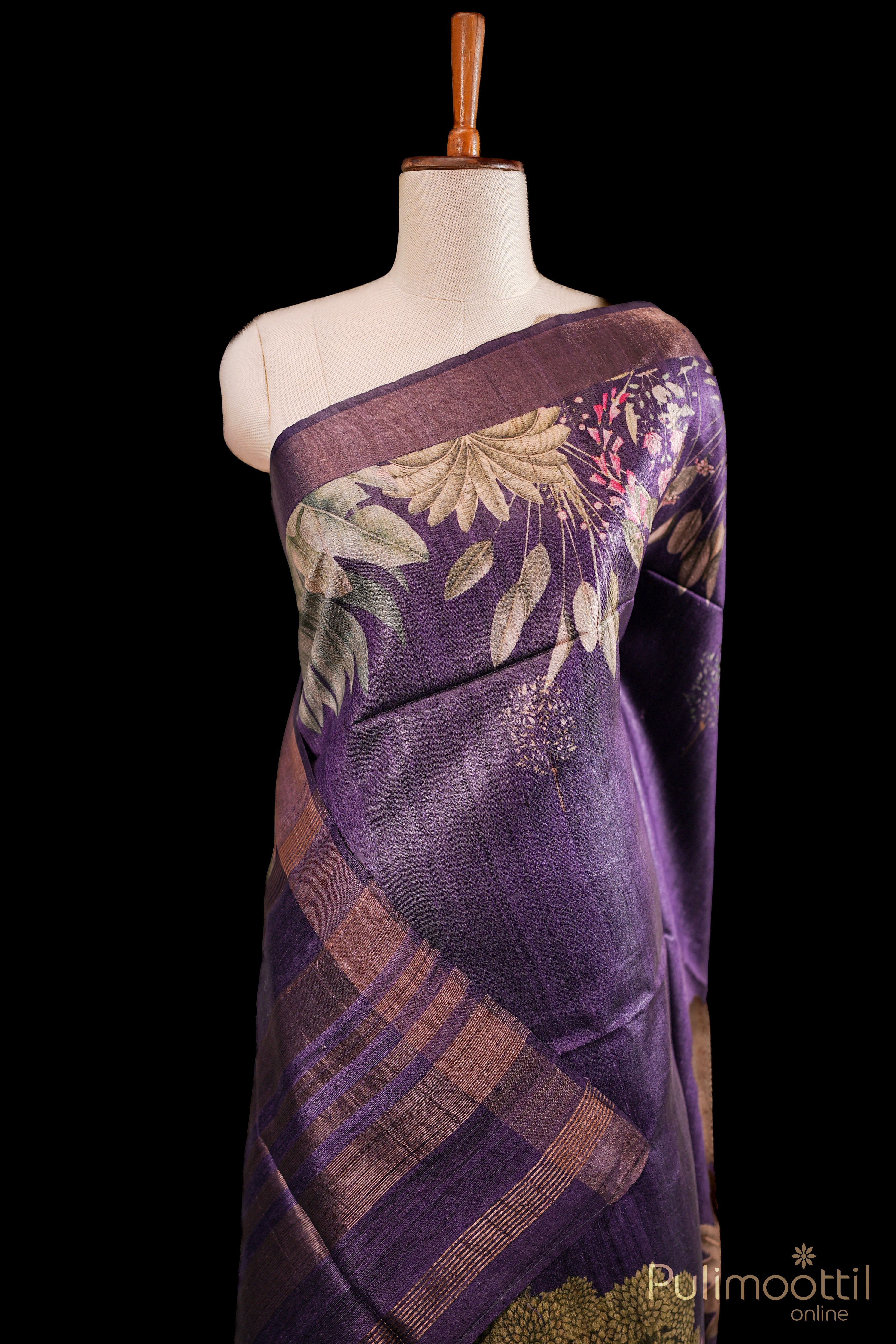 Violet Colour Tussar Silk Saree.