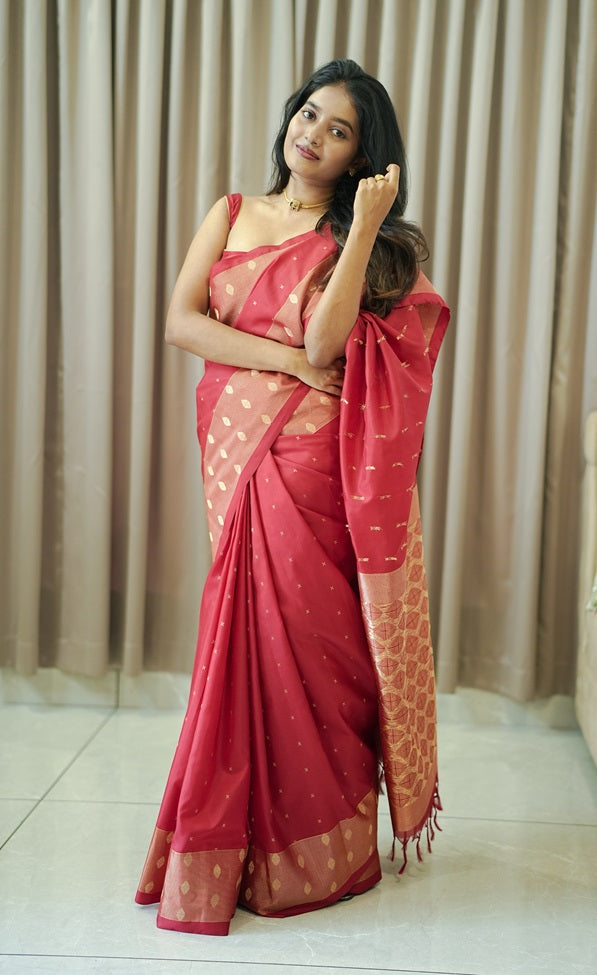 Red Colour Pure Silk Saree