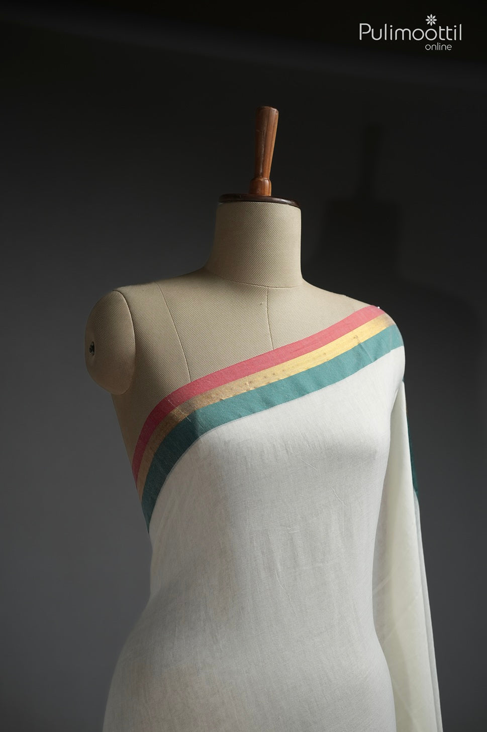 Off-white color Mul Cotton saree