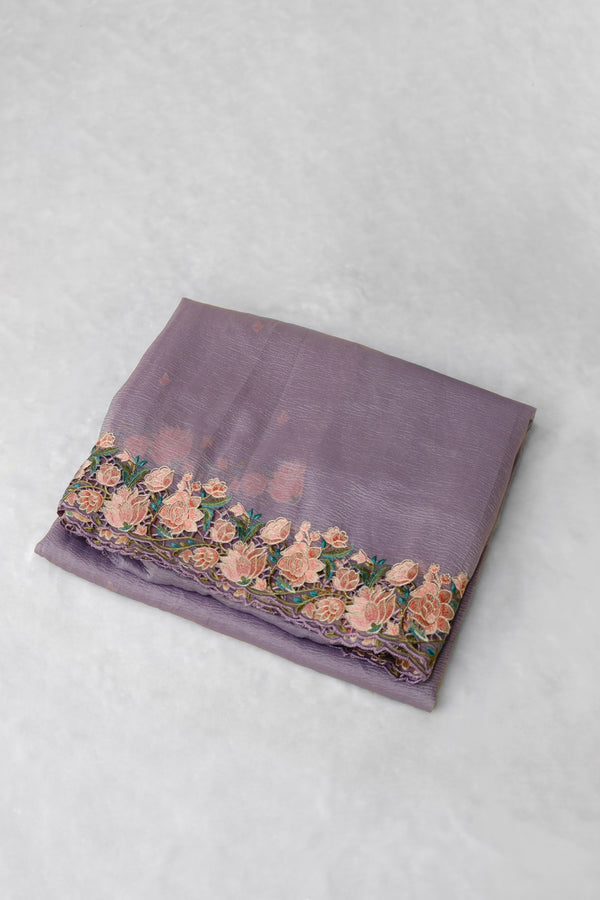 Plain Lavender Organza Saree