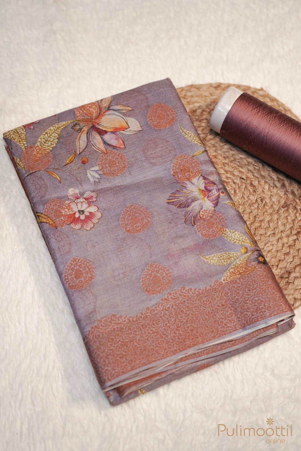 Pastel Lavender Colour Tussar Silk Saree.