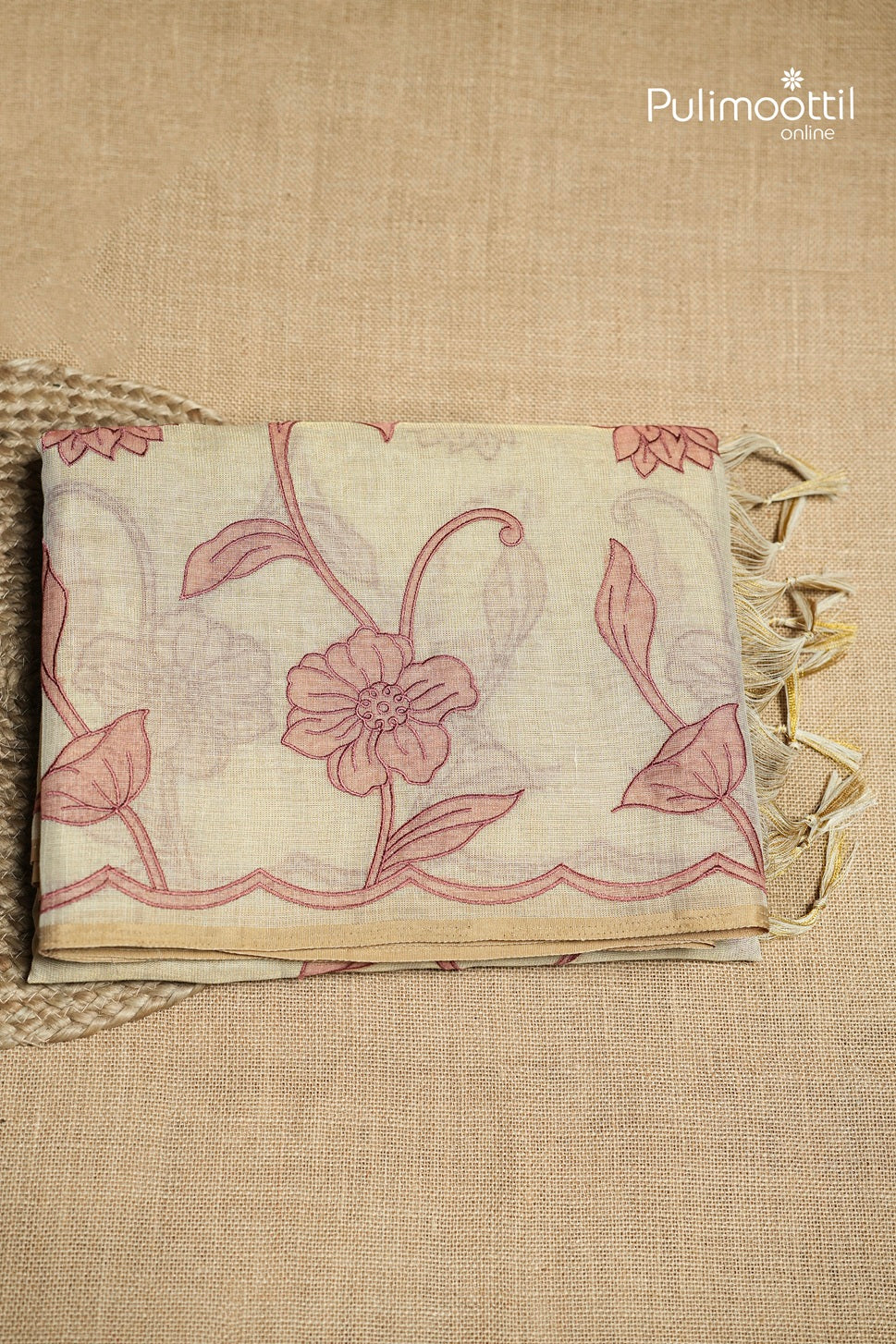 Golden Tissue Linen Saree