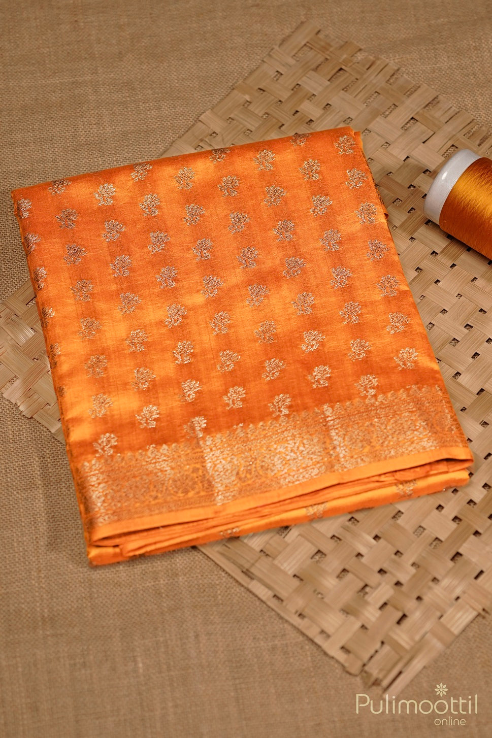 Mustard Yellow Chiniya Silk Saree.