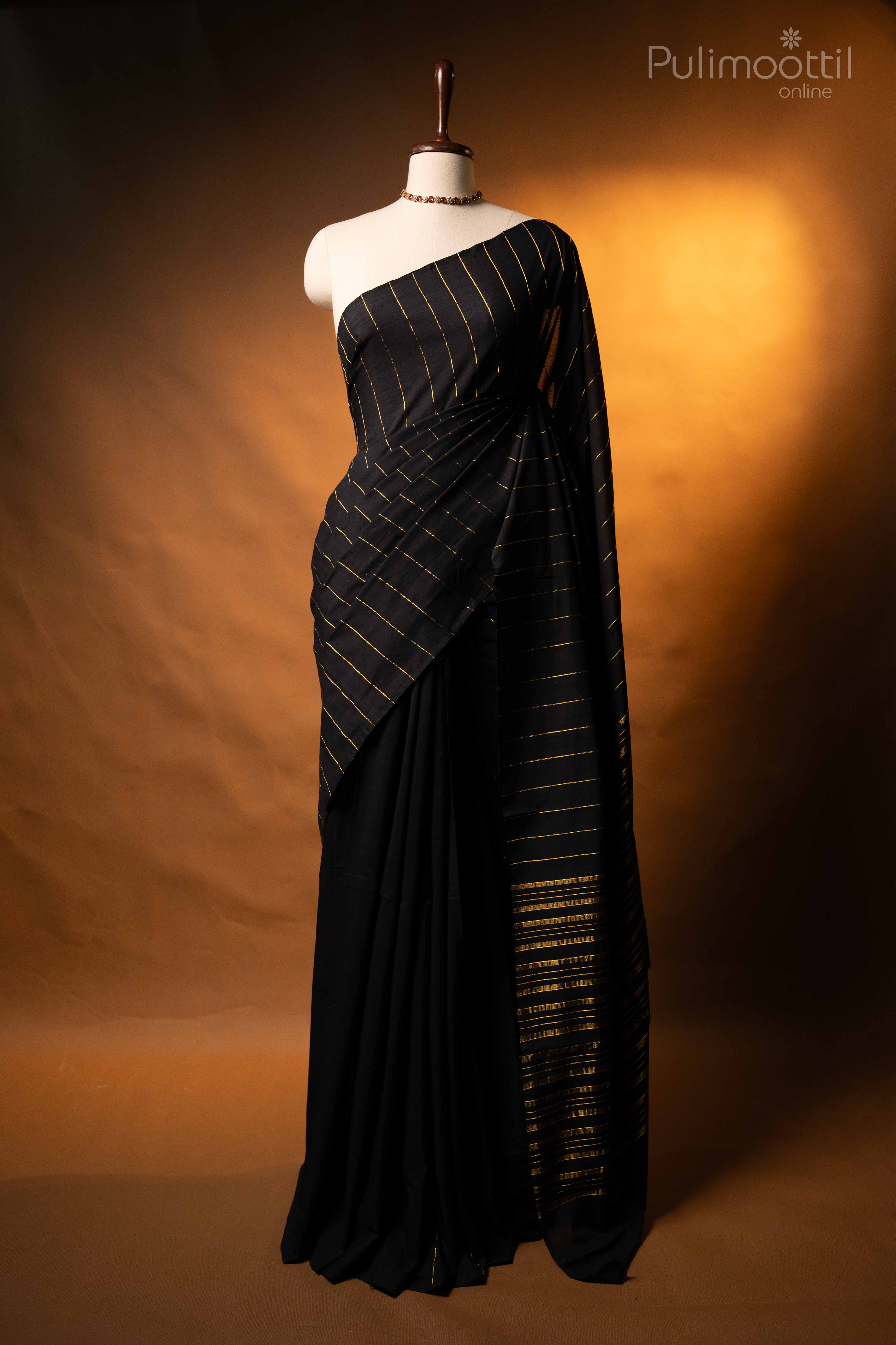 Black Colour Pure Handloom Cotton Saree
