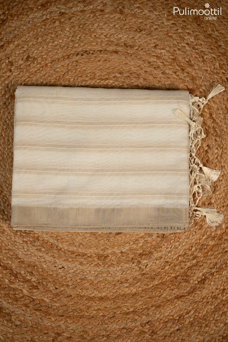 Off-White Colour Sheer Linen Saree