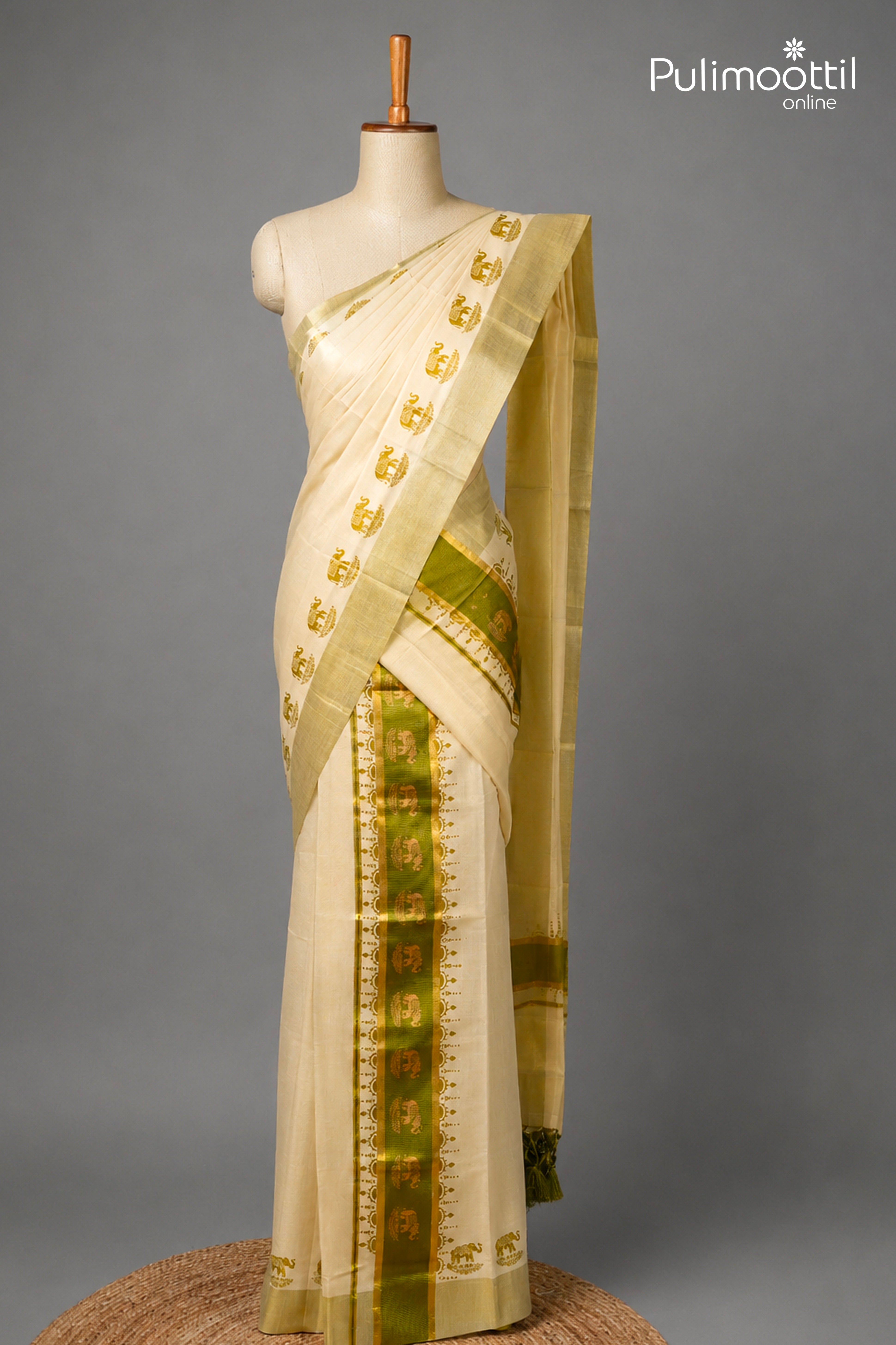Onam Special Kerala Traditional Golen Tissue Set Mundu