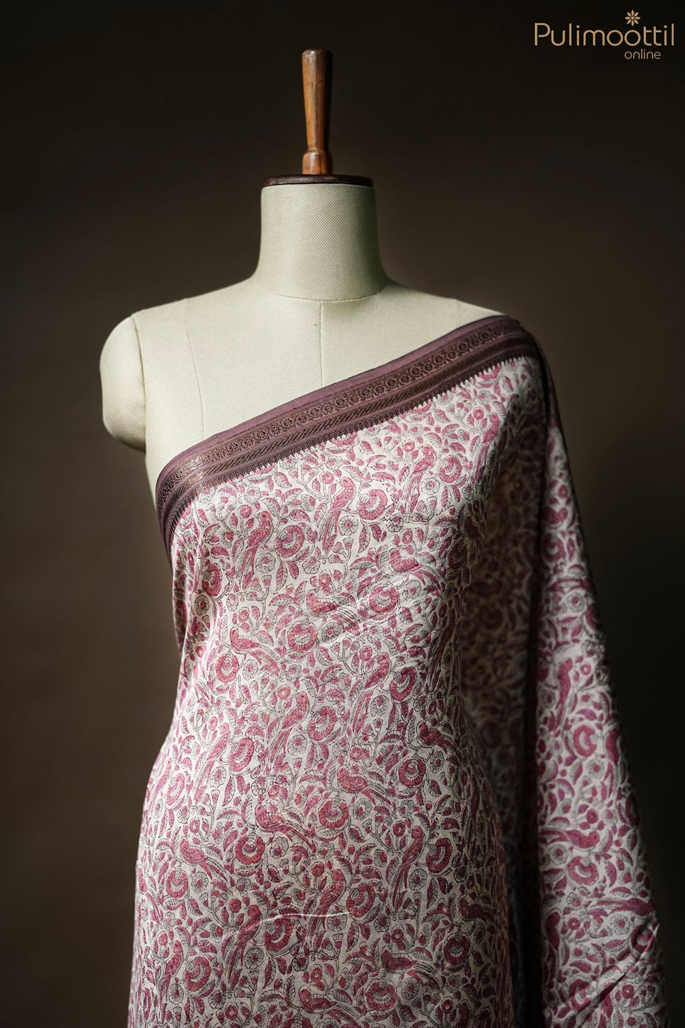 Dark Cream Colour Chanderi Saree.