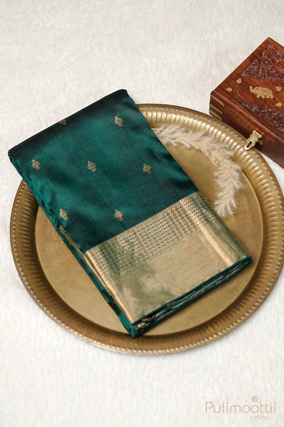 Peacock Green Colour Kanchipuram Saree.