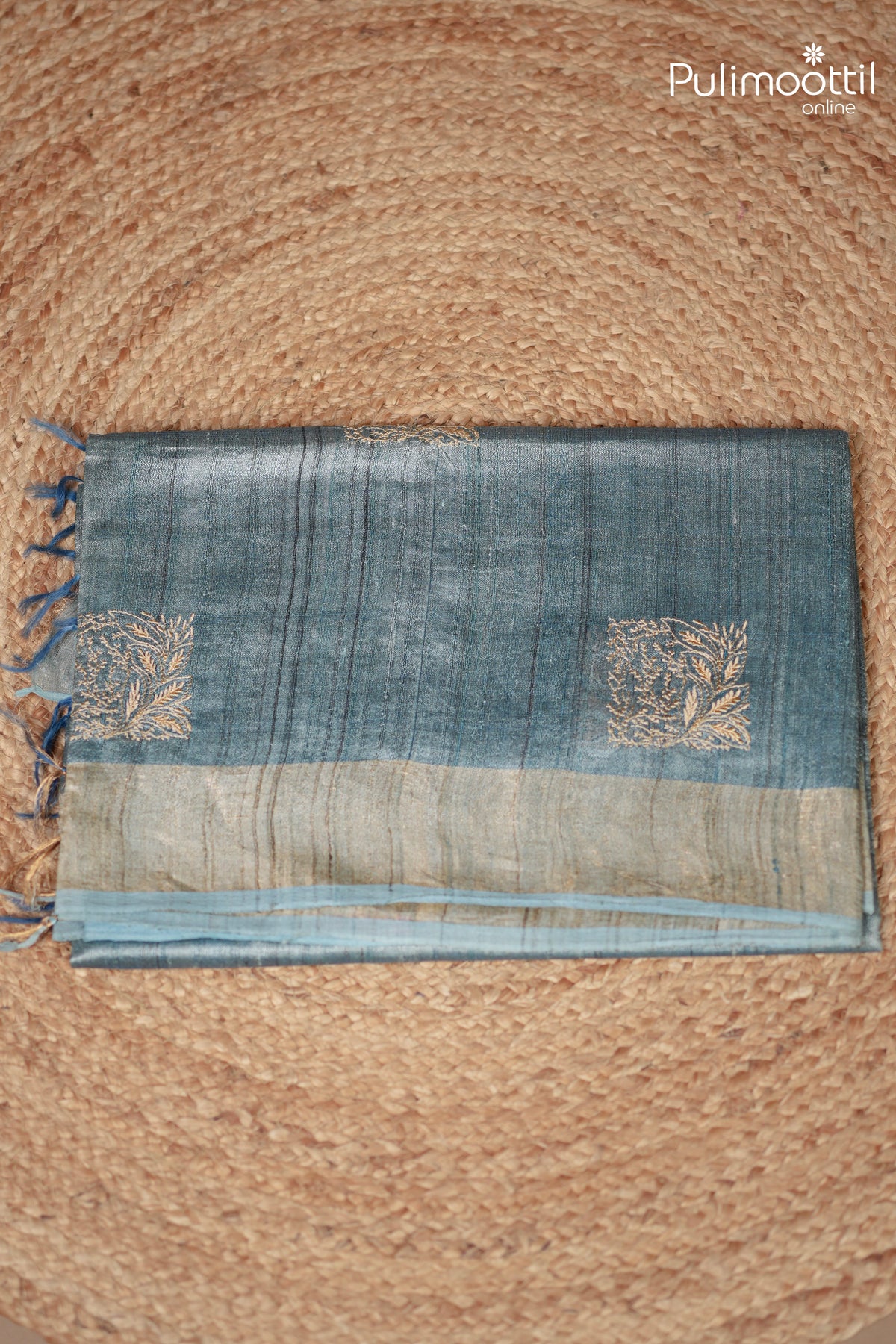 Powder Blue Colour Jute Silk Saree