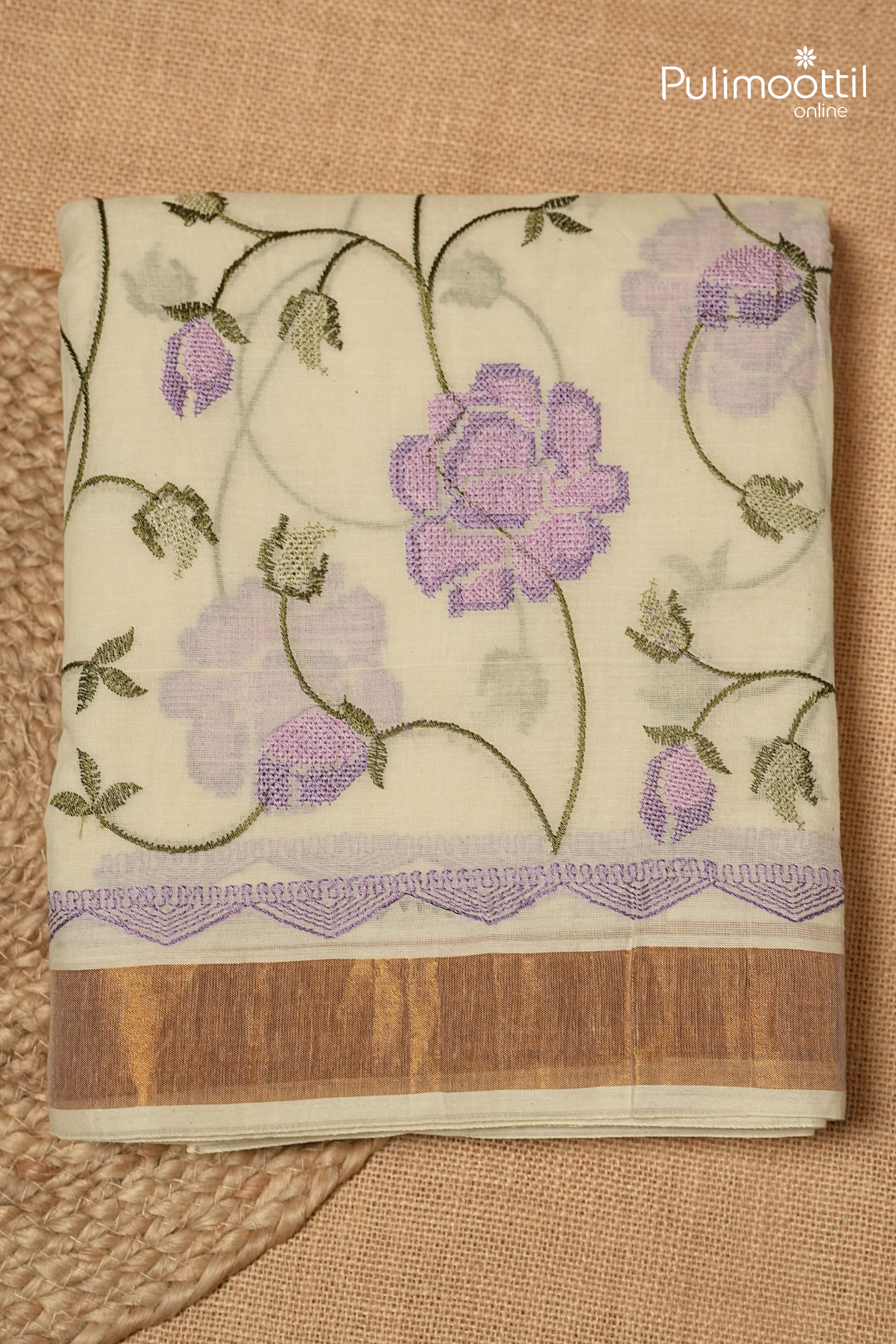 Offwhite Colour Kerala Traditional Cotton Set Saree