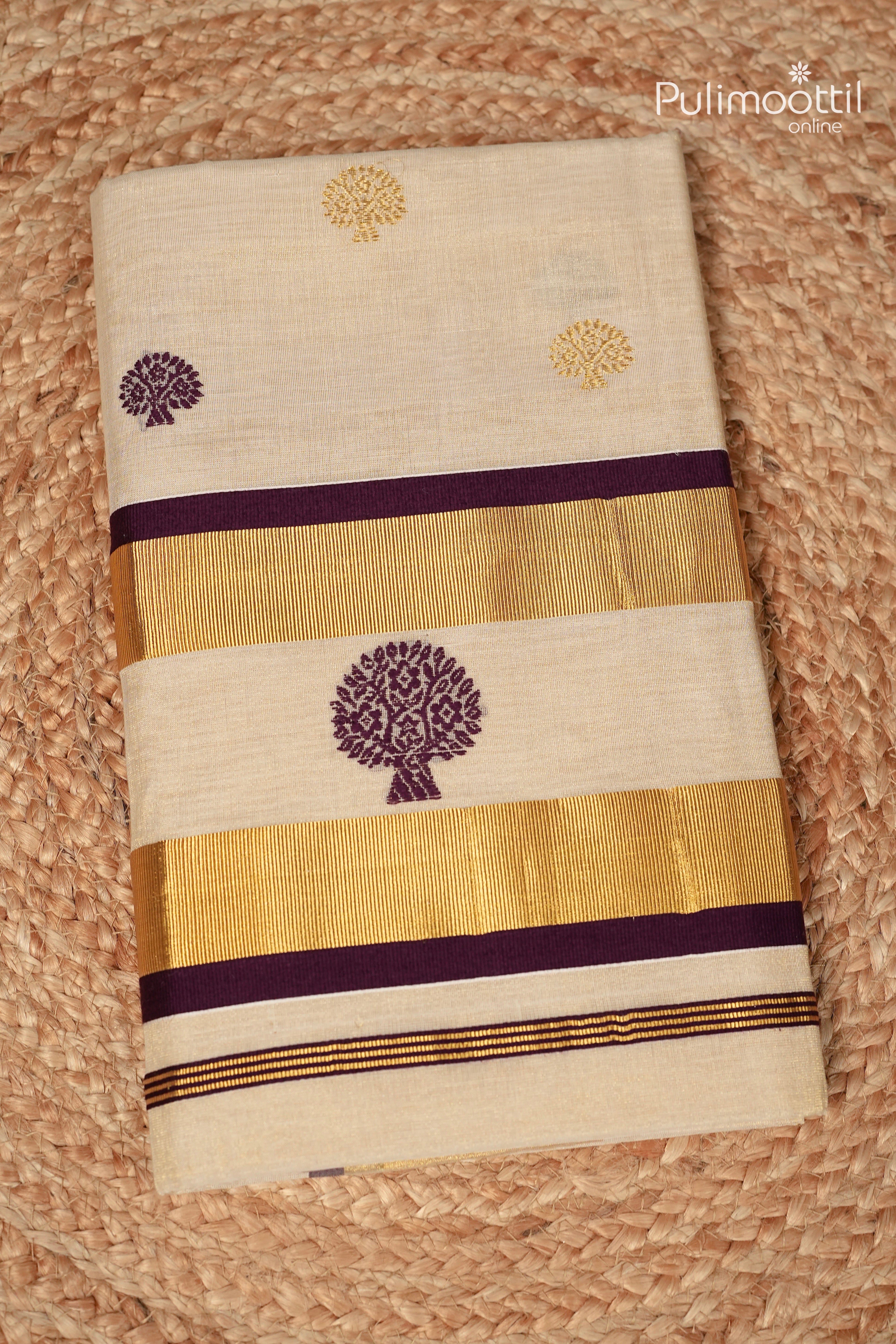 Kerala Traditional Golden Tissue Handloom Set Saree