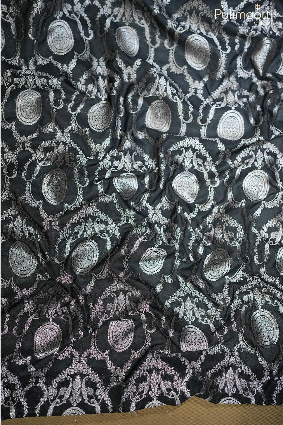 Black And Silver Brocade Fabric