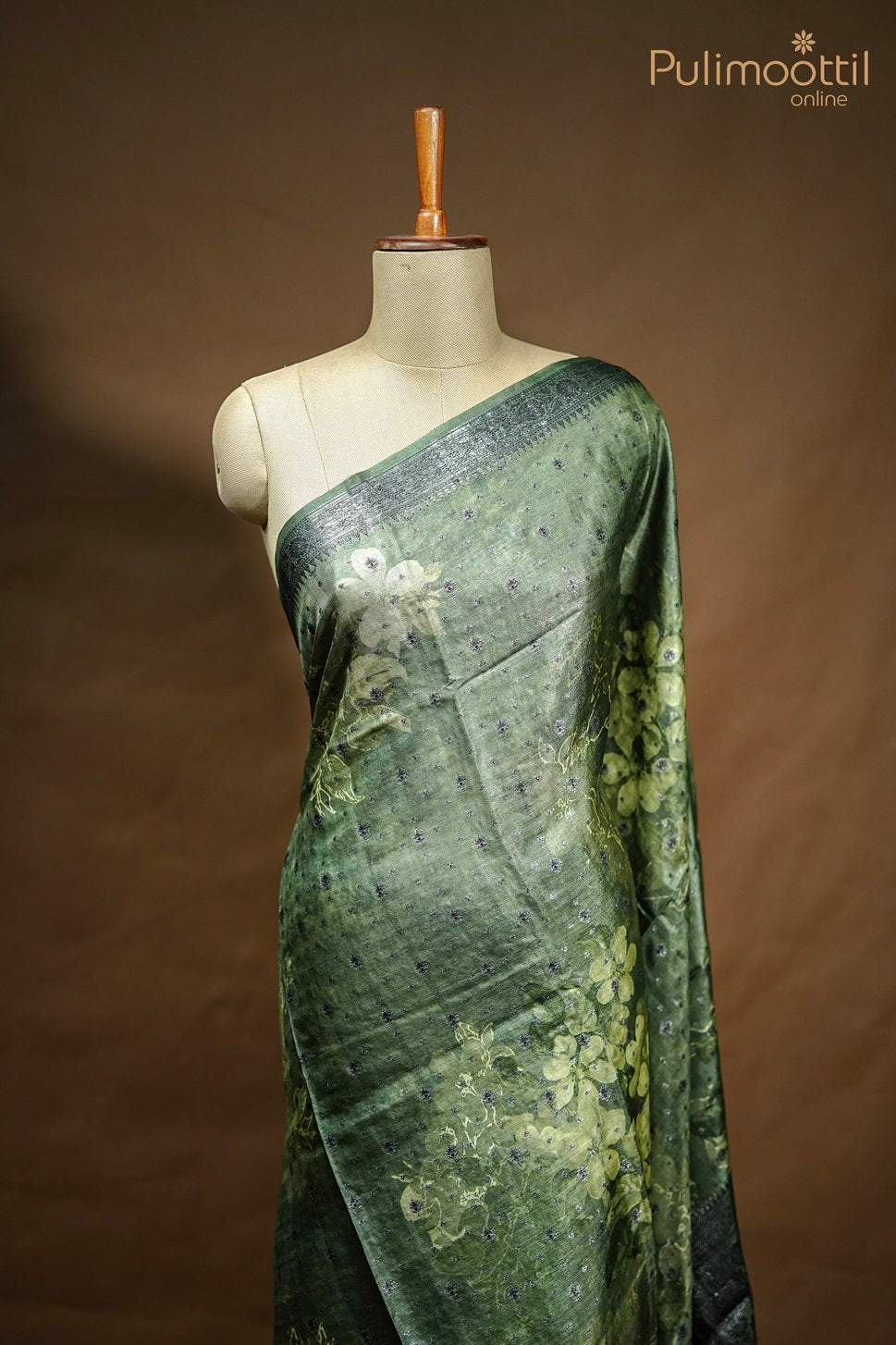 Pastel Green Tusser Silk Saree.