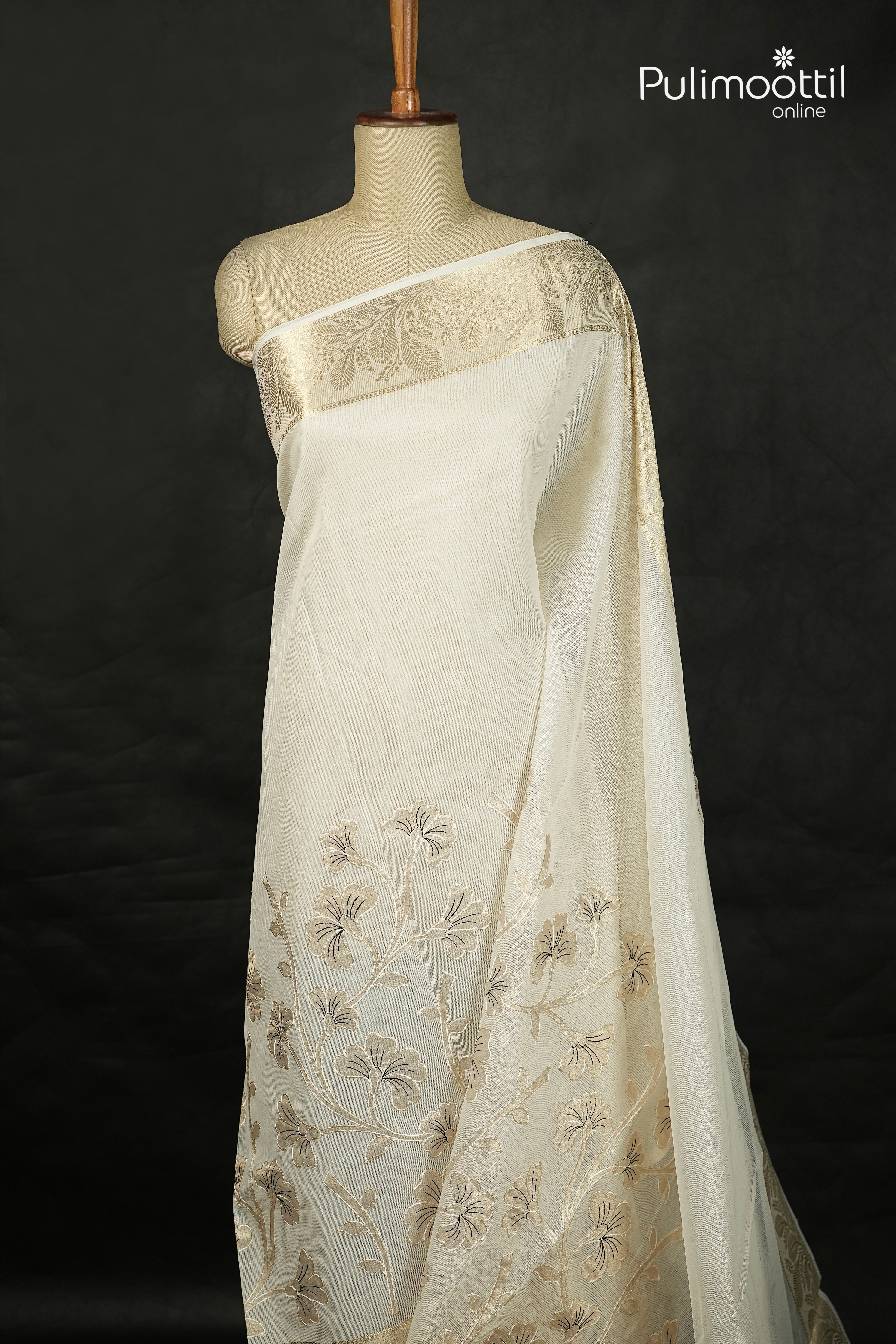 OffWhite Colour Net Cotta Fancy Saree