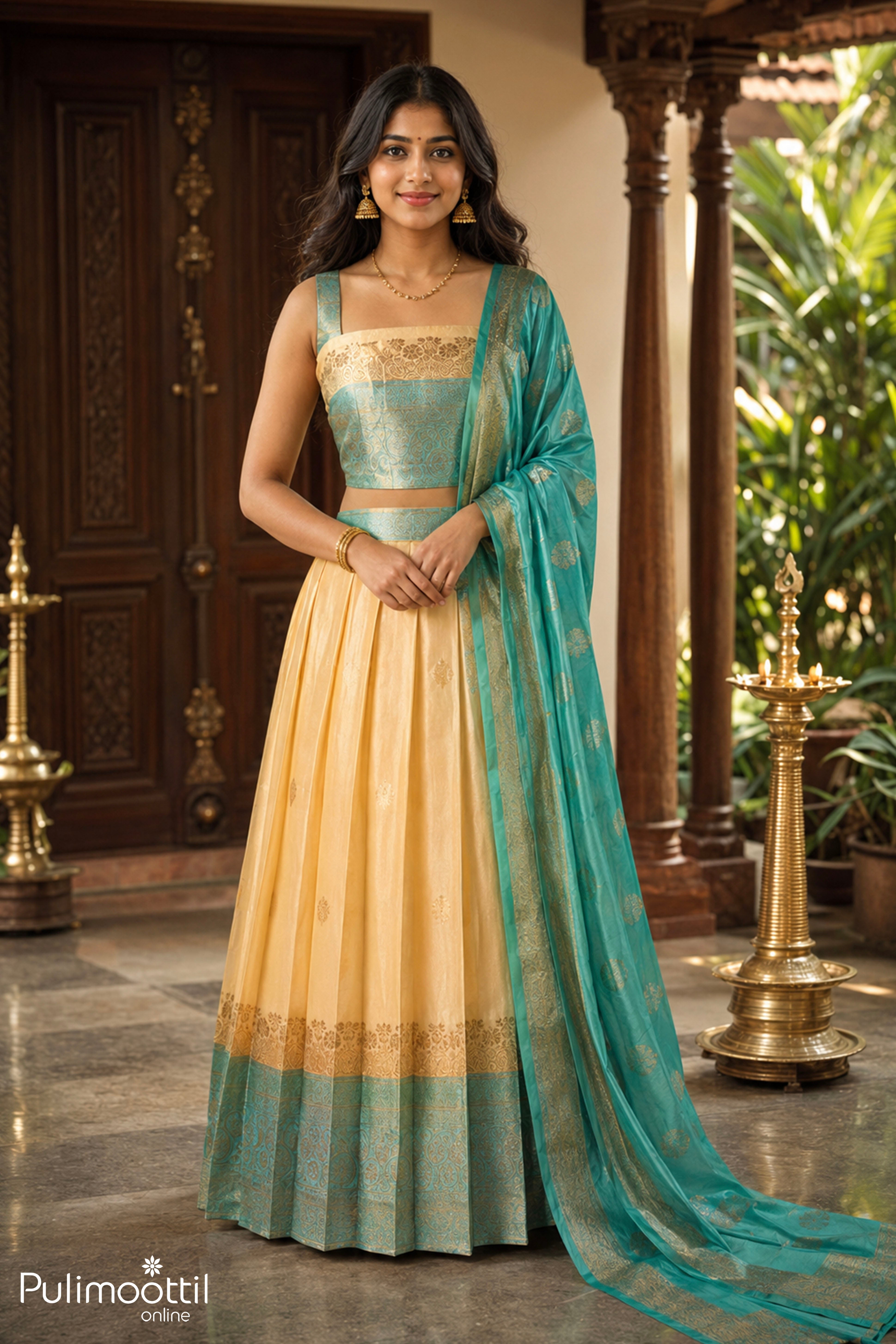 Ivory Color Onam Special Kerala Traditional Dhavani Set