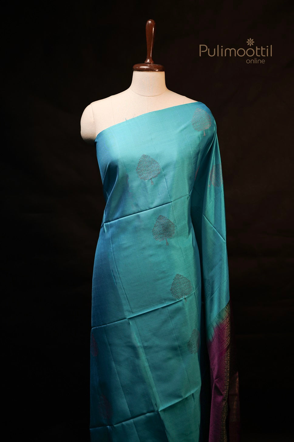 Peacock Color Kanchipuram Soft Silk Saree