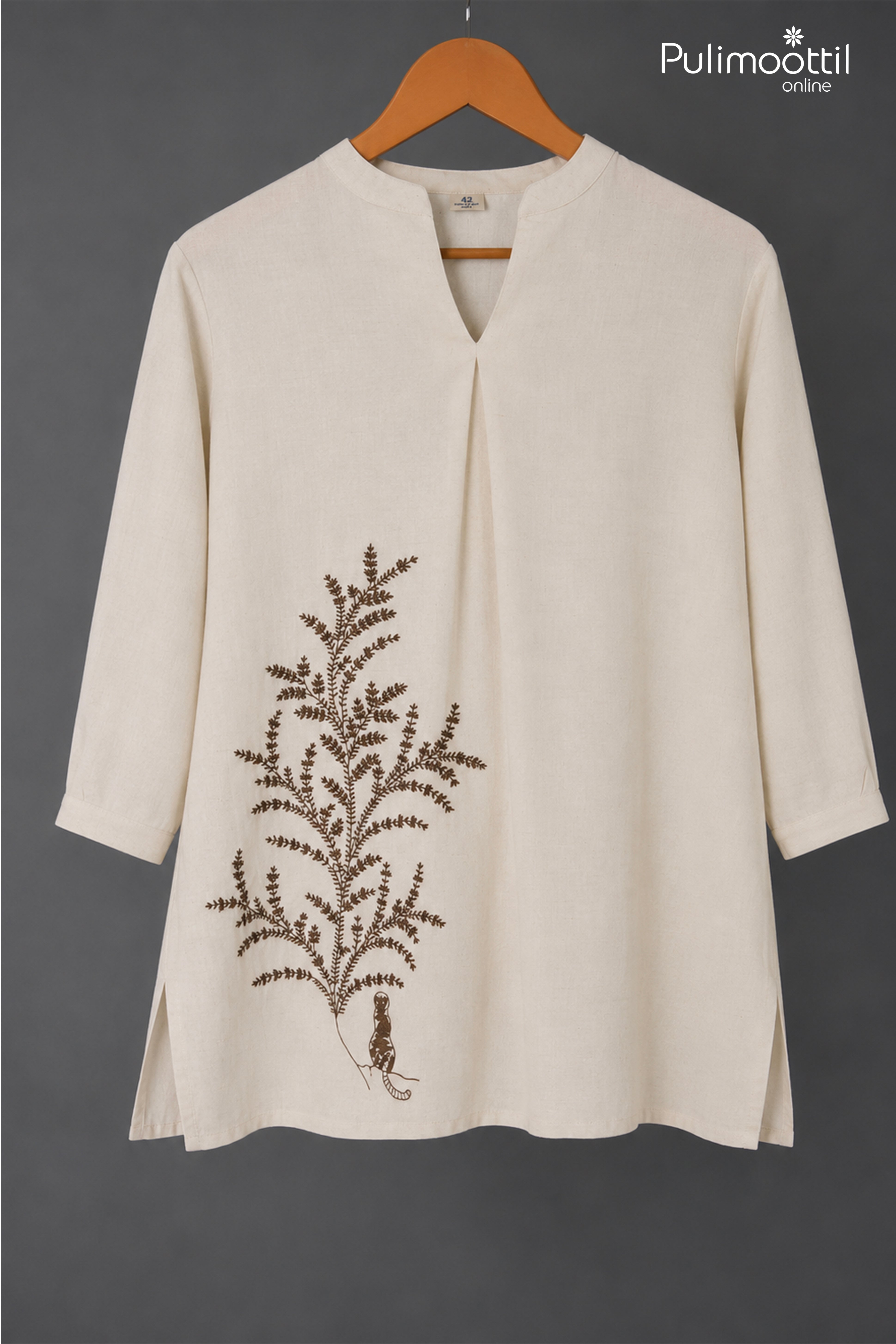 Off White Color Ladies Top Featuring Squirrel Motif