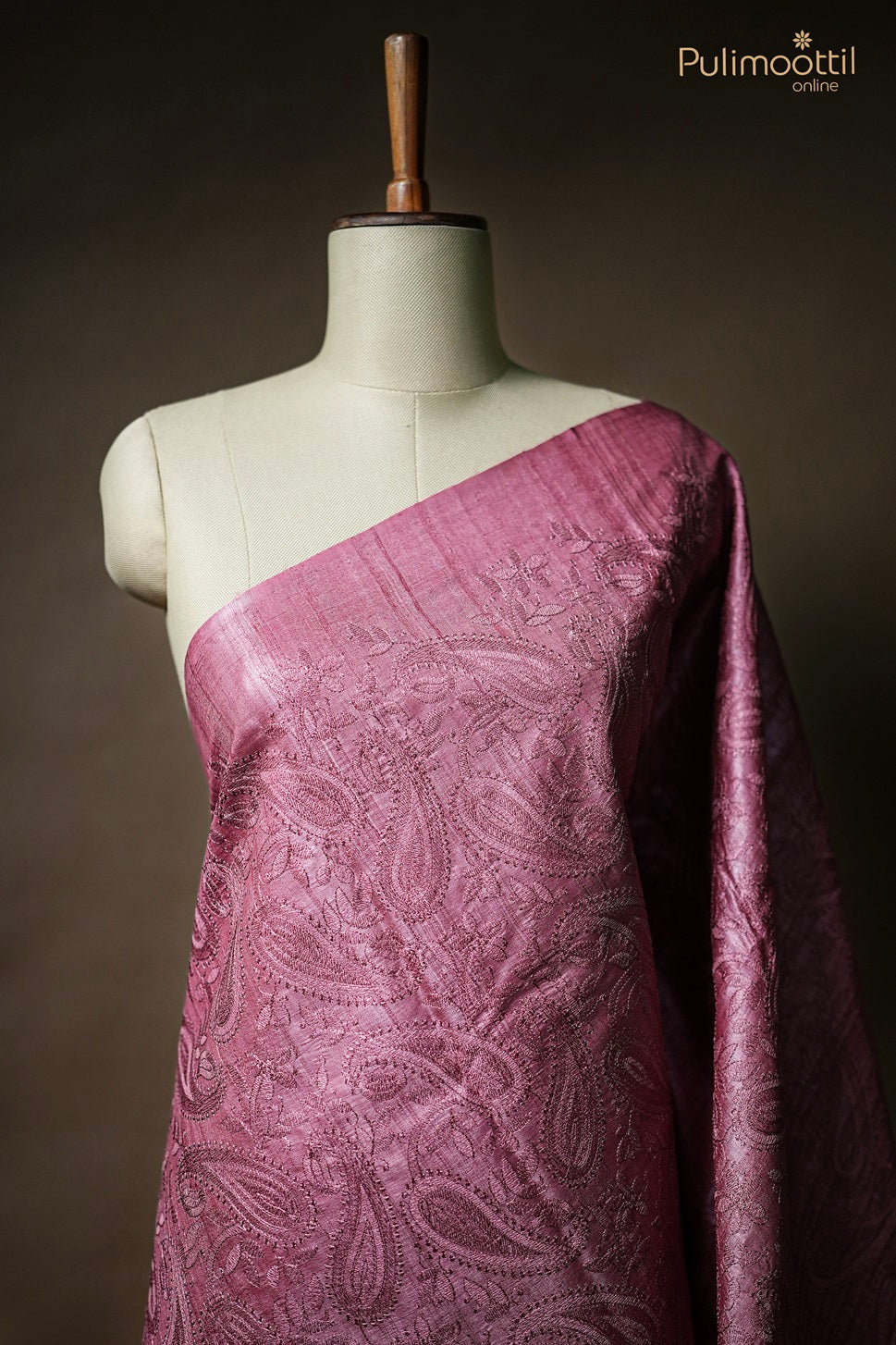 Rouge Pink Colour Tussar Silk Saree