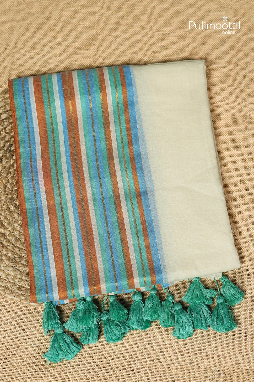 Offwhite colour Mul Cotton Saree
