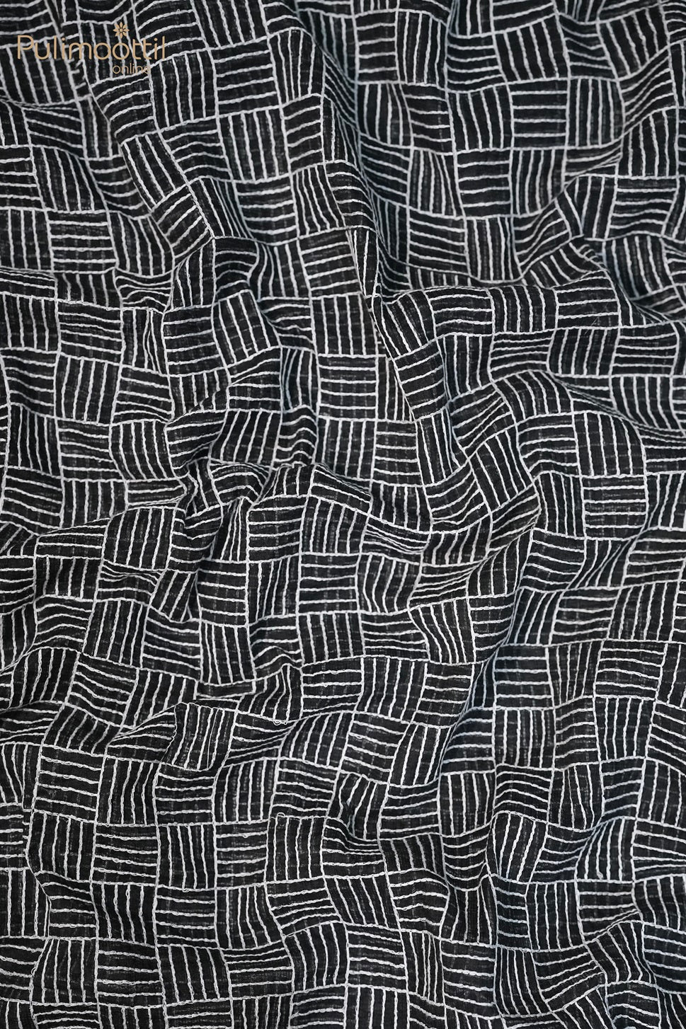 Black Colour Net Kota Fabric