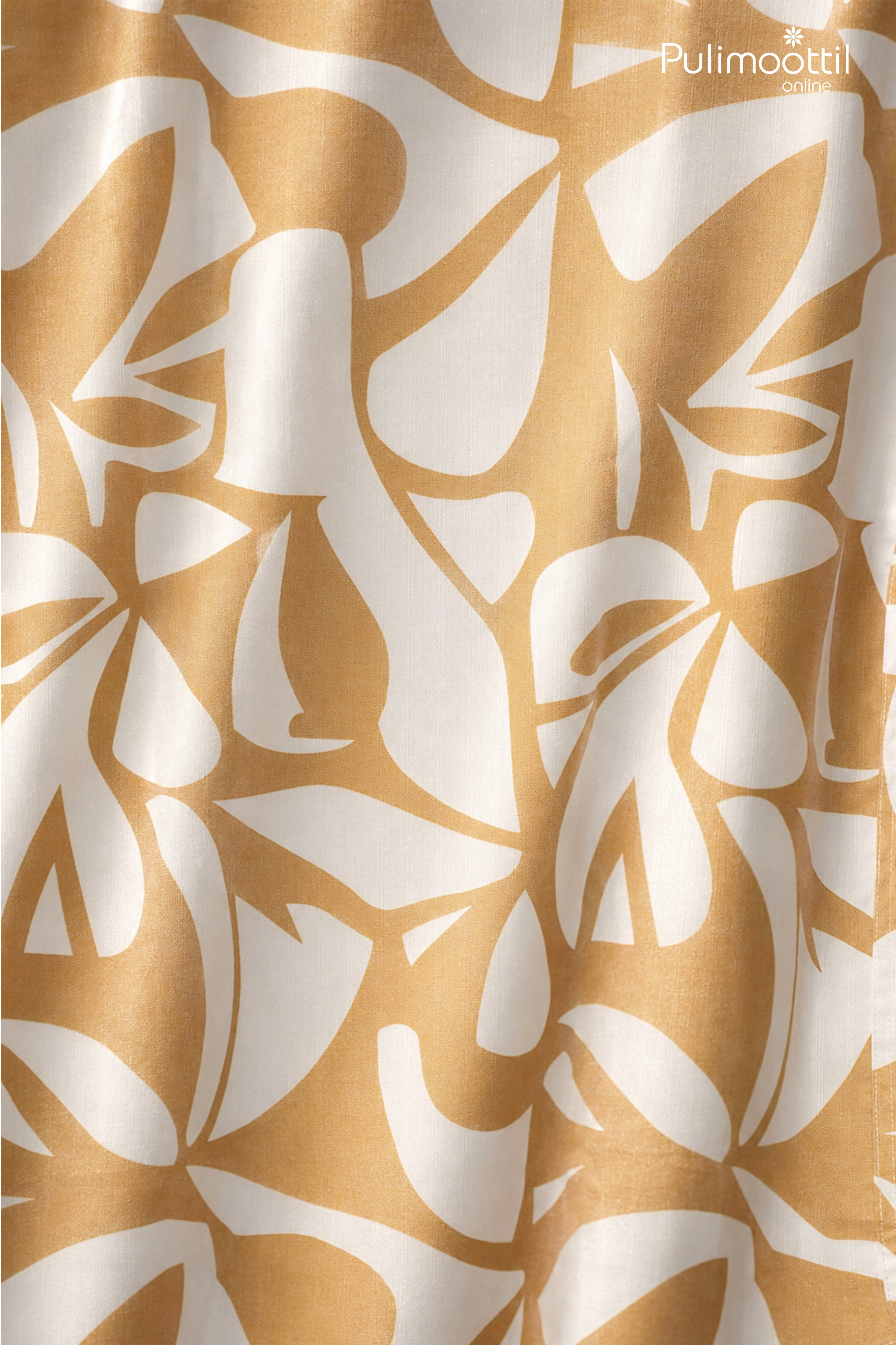 Honey Mustard Color Half Sleeve Mens Shirt With Abstract Floral Print