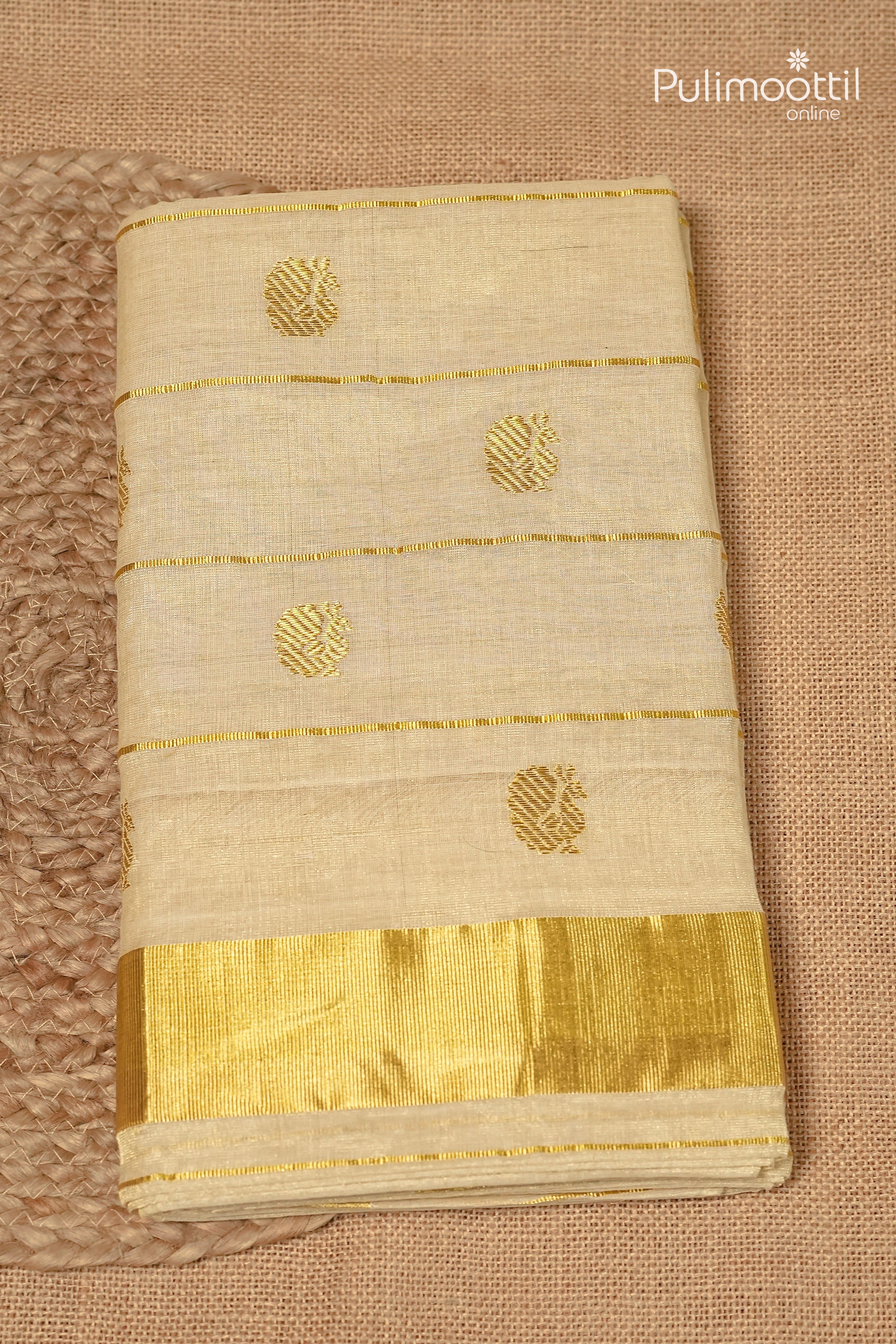 Kerala Traditional Golden Tissue Handloom Set Saree