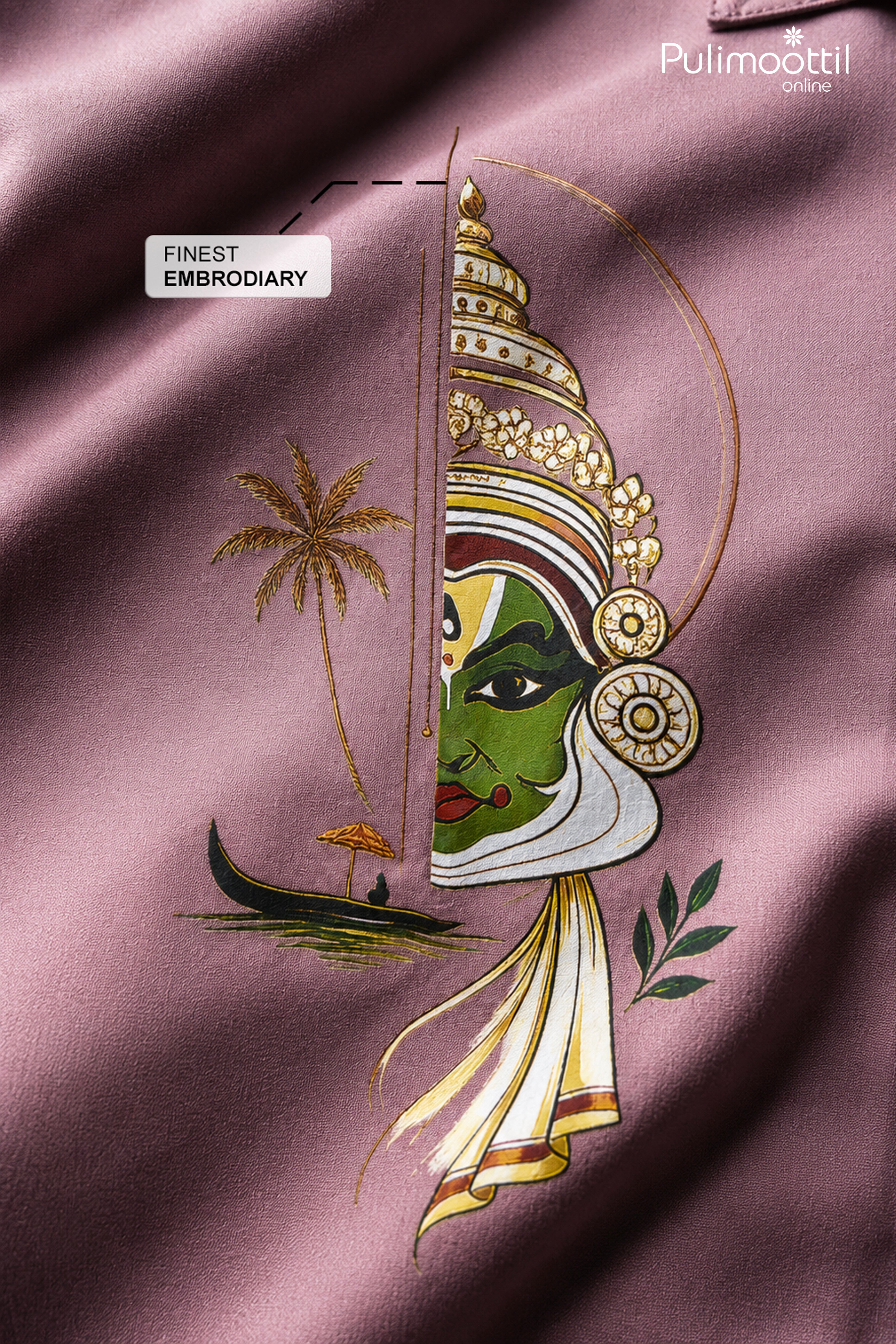 Lavender Shirt Full Sleeve With Kathakali Face Motif
