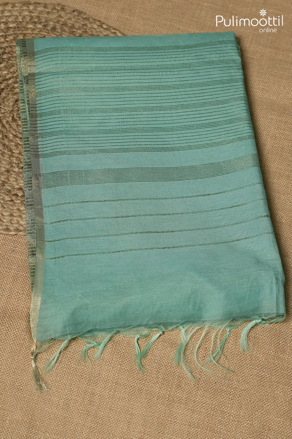 Pista Steel Green Colour Semi Tussar Saree