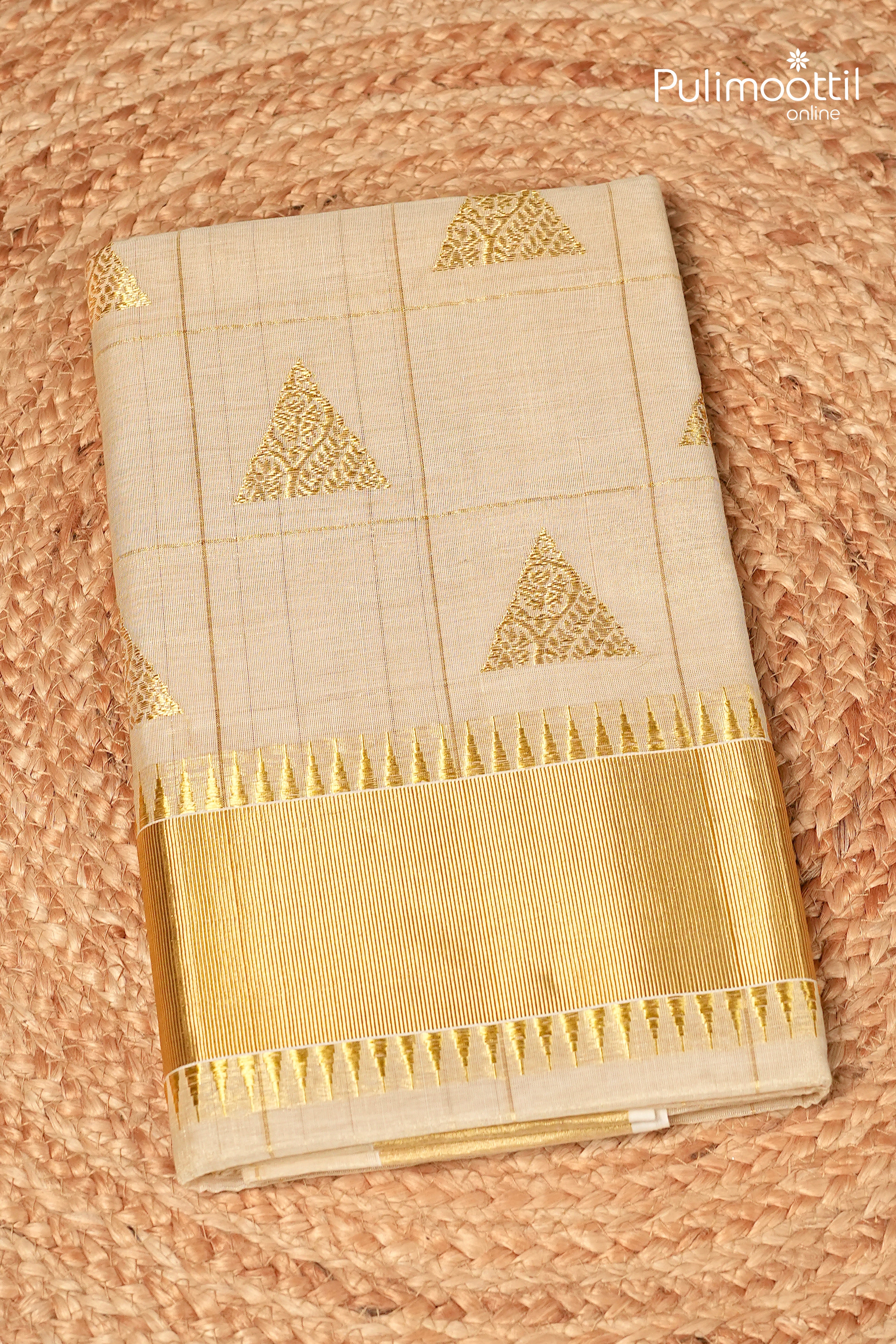 Kerala Traditional Golden Tissue Handloom Set Saree