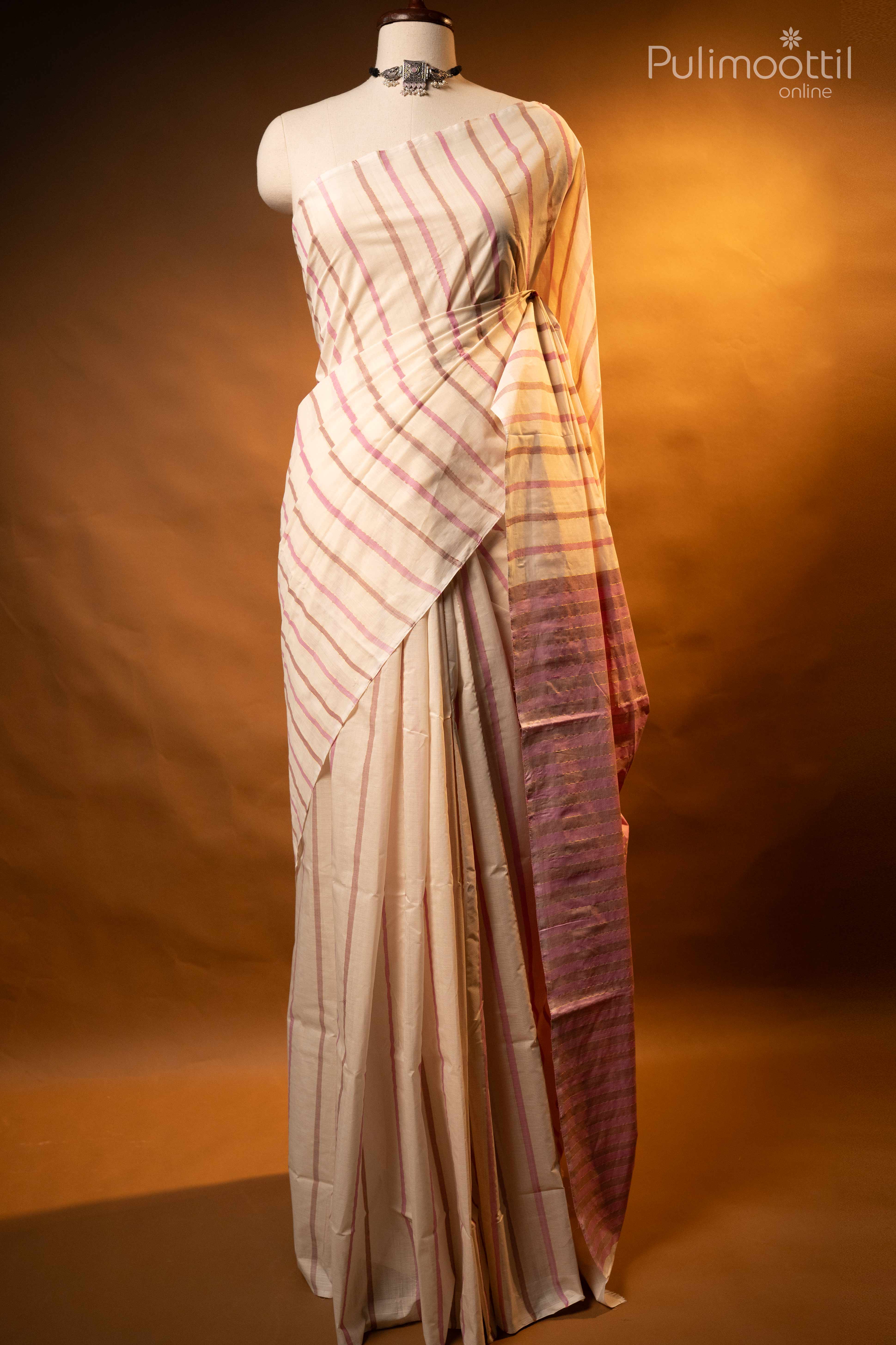 Off White Colour Handloom Cotton Kerala Set Saree