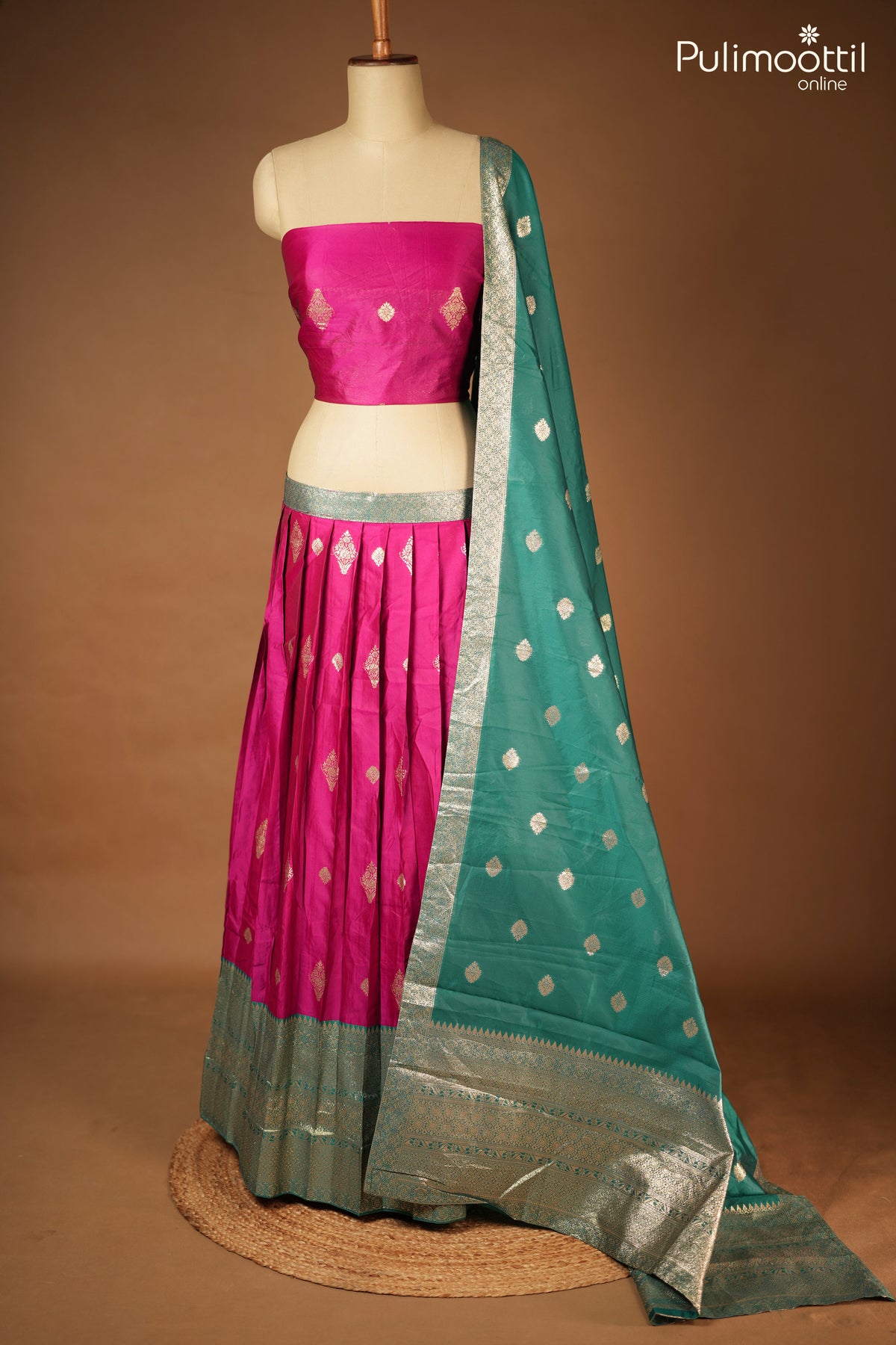 Rani Pink Color Ready-to-Stitch Dhavani Set