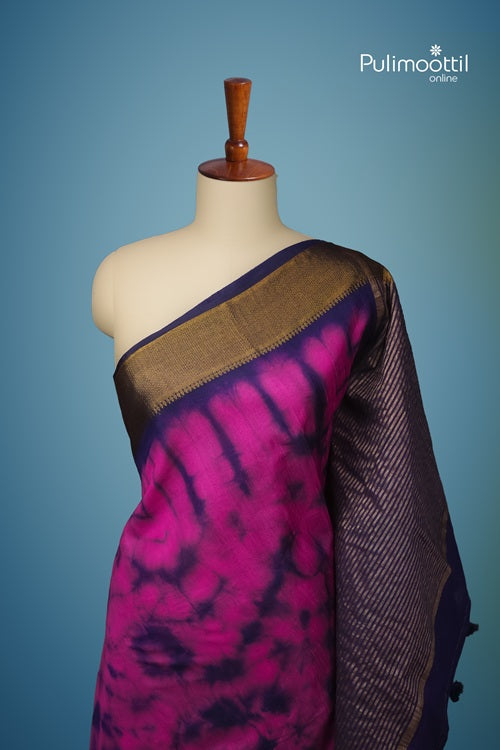 Multi Shade Semi Jute Saree With Contrast Border.