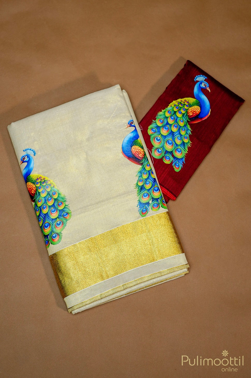 Kerala Traditional Golden Tissue Set Saree.