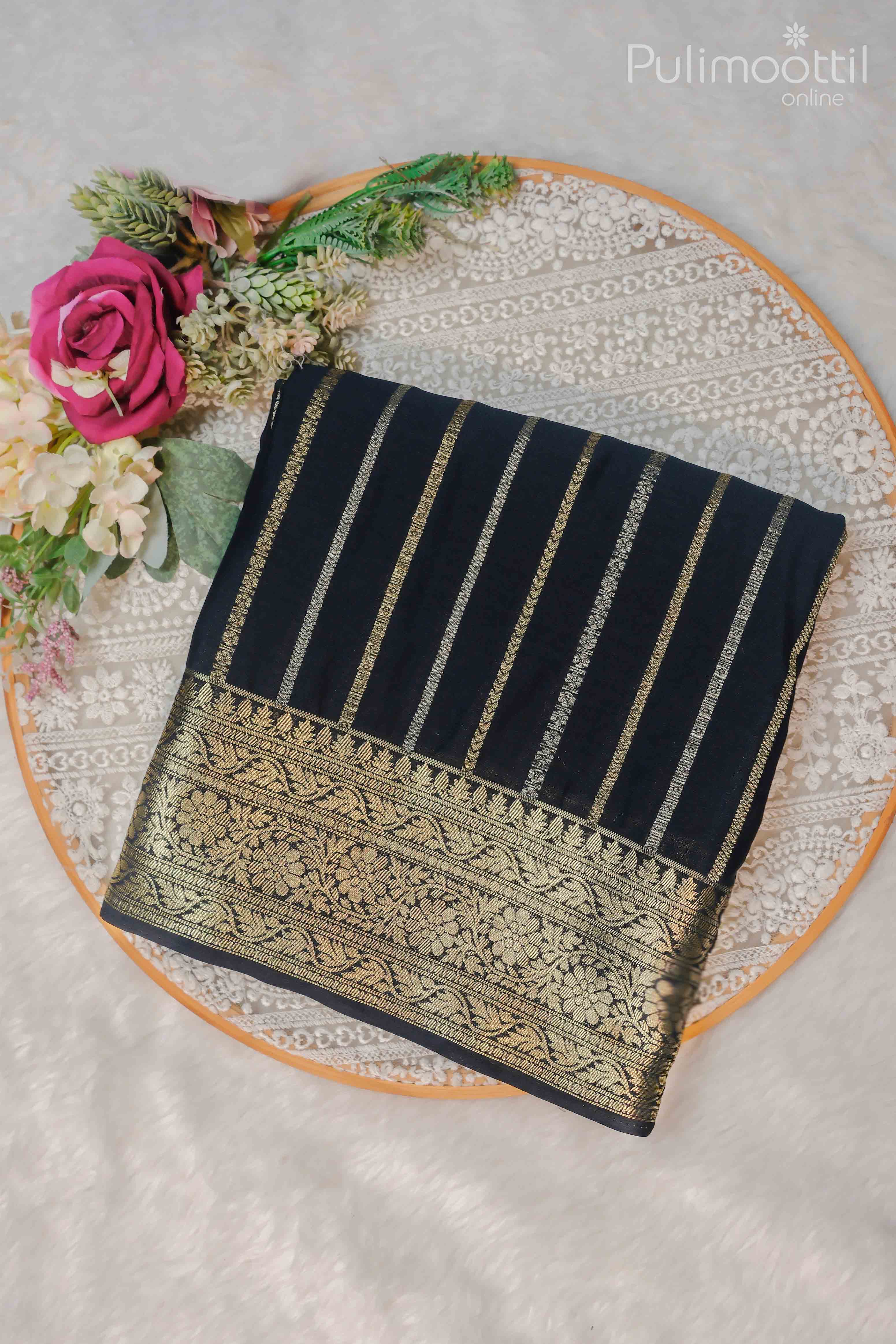 Black Colour Banarasi Siil Saree