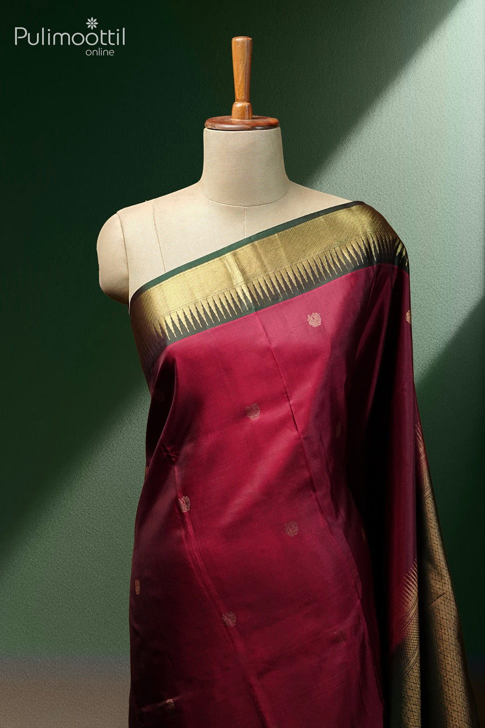 Maroon Colour Kanchipuram Soft Silk Saree.