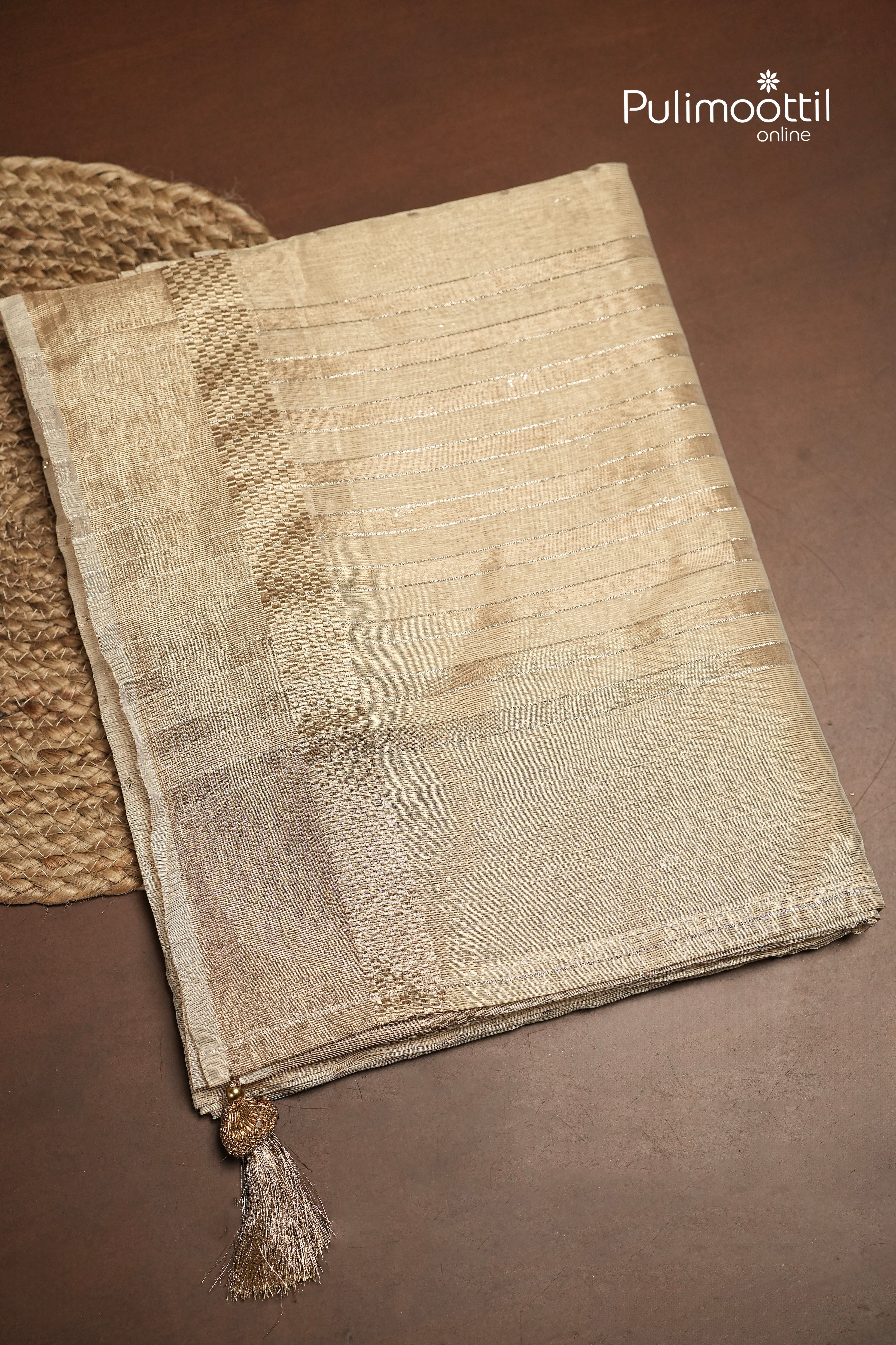 Golden Tissue Organza Traditional Saree
