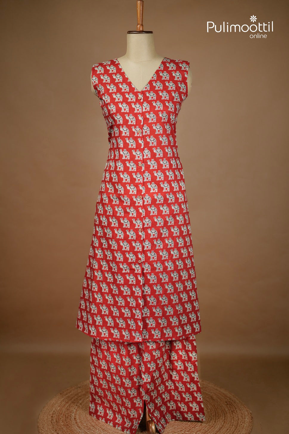 Brick Red Colour Cotton Co-ord Set
