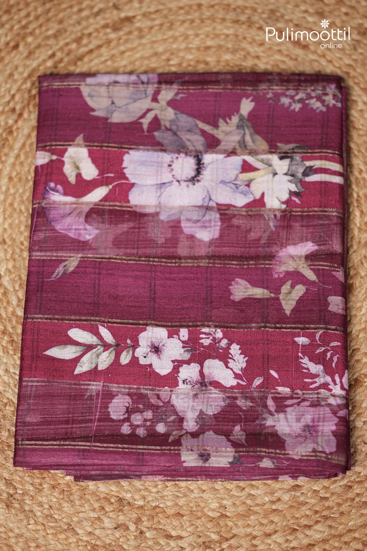 Dark Pink Colour Jute Silk Saree