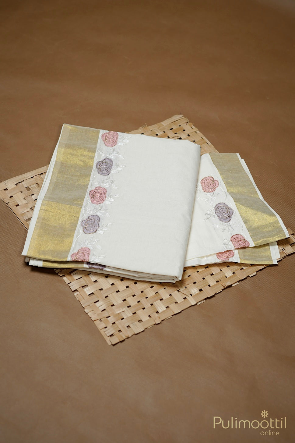 Kerala Cotton Applic Work Set Saree.