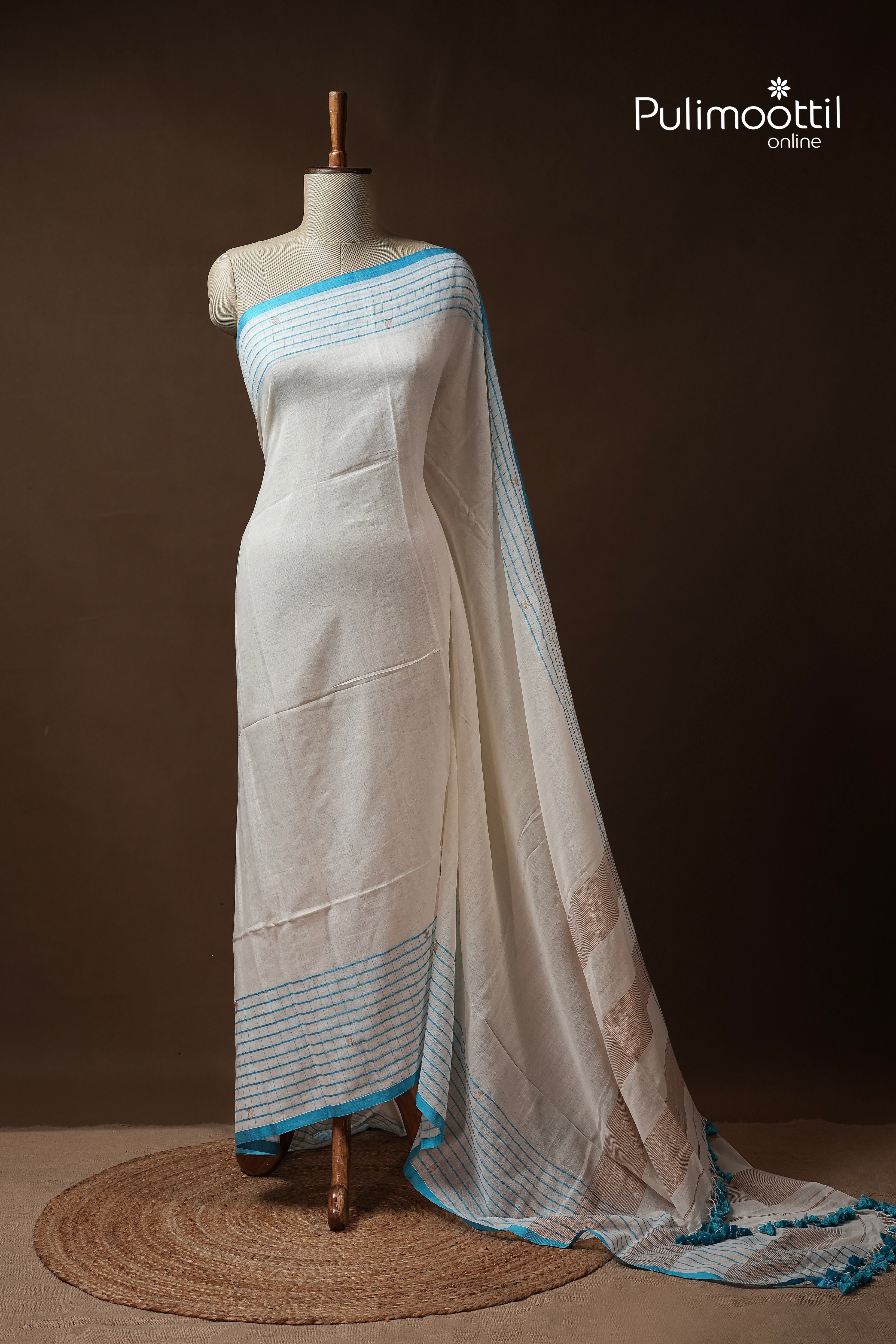 Cream Colour Mul Cotton Saree