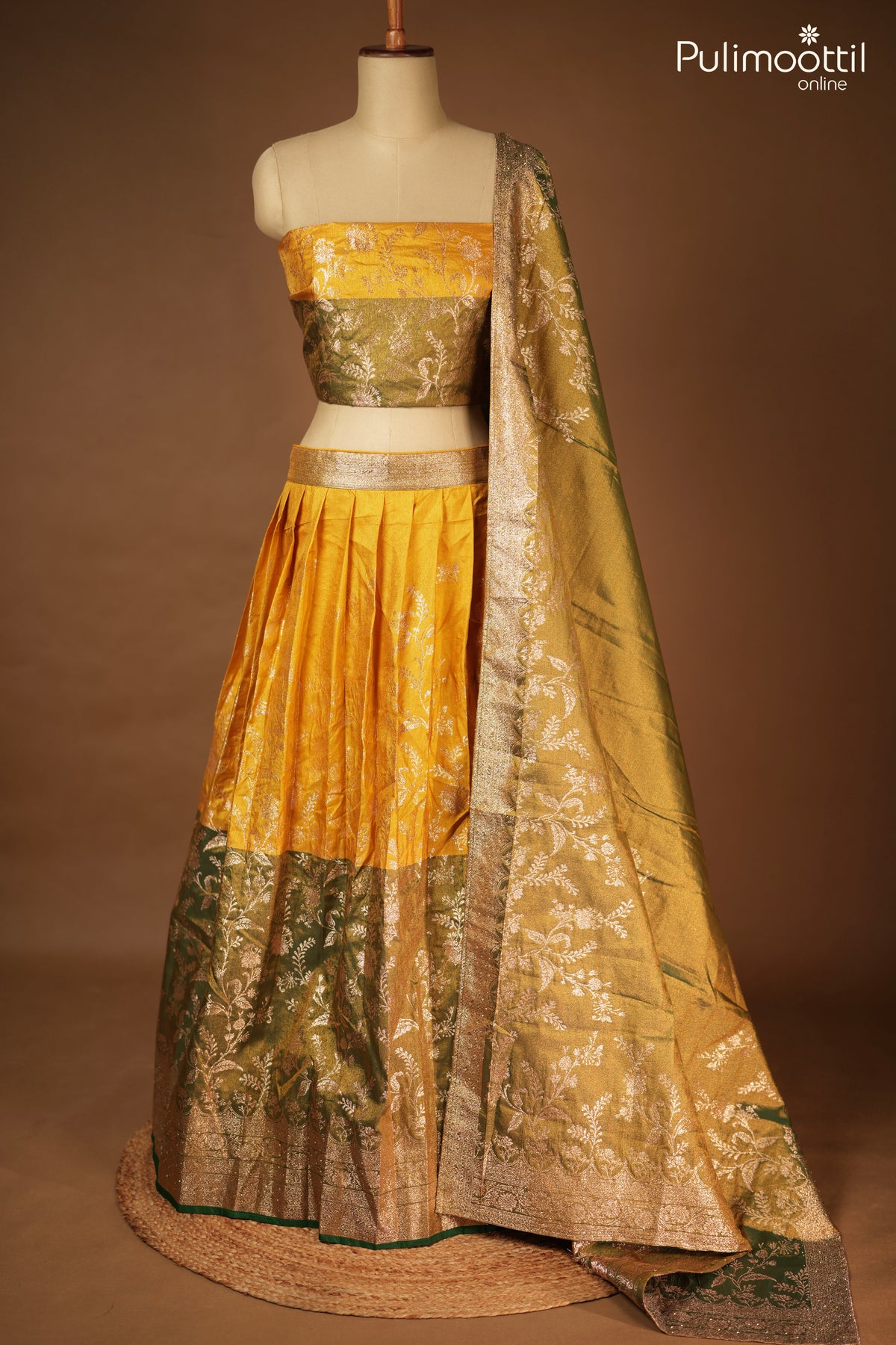 Yellow Green Color Ready-to-Stitch Dhavani Set
