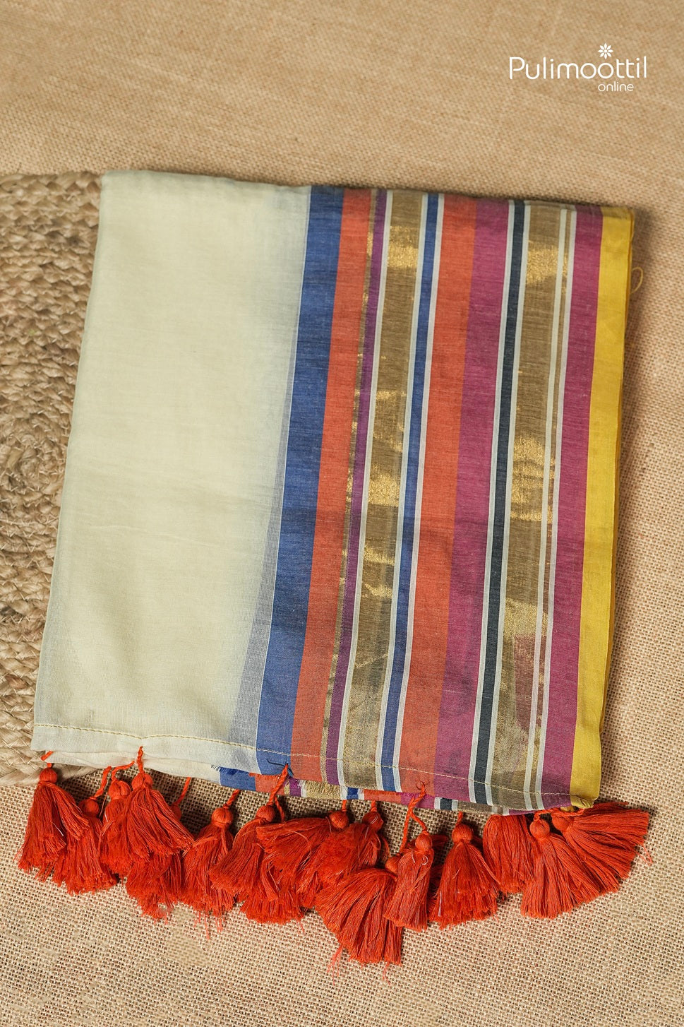 Offwhite colour Mul Cotton Saree